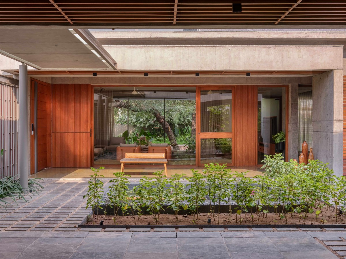Courtyard of The Courtyard House by Rushi Shah Architects + Tattva Landscapes