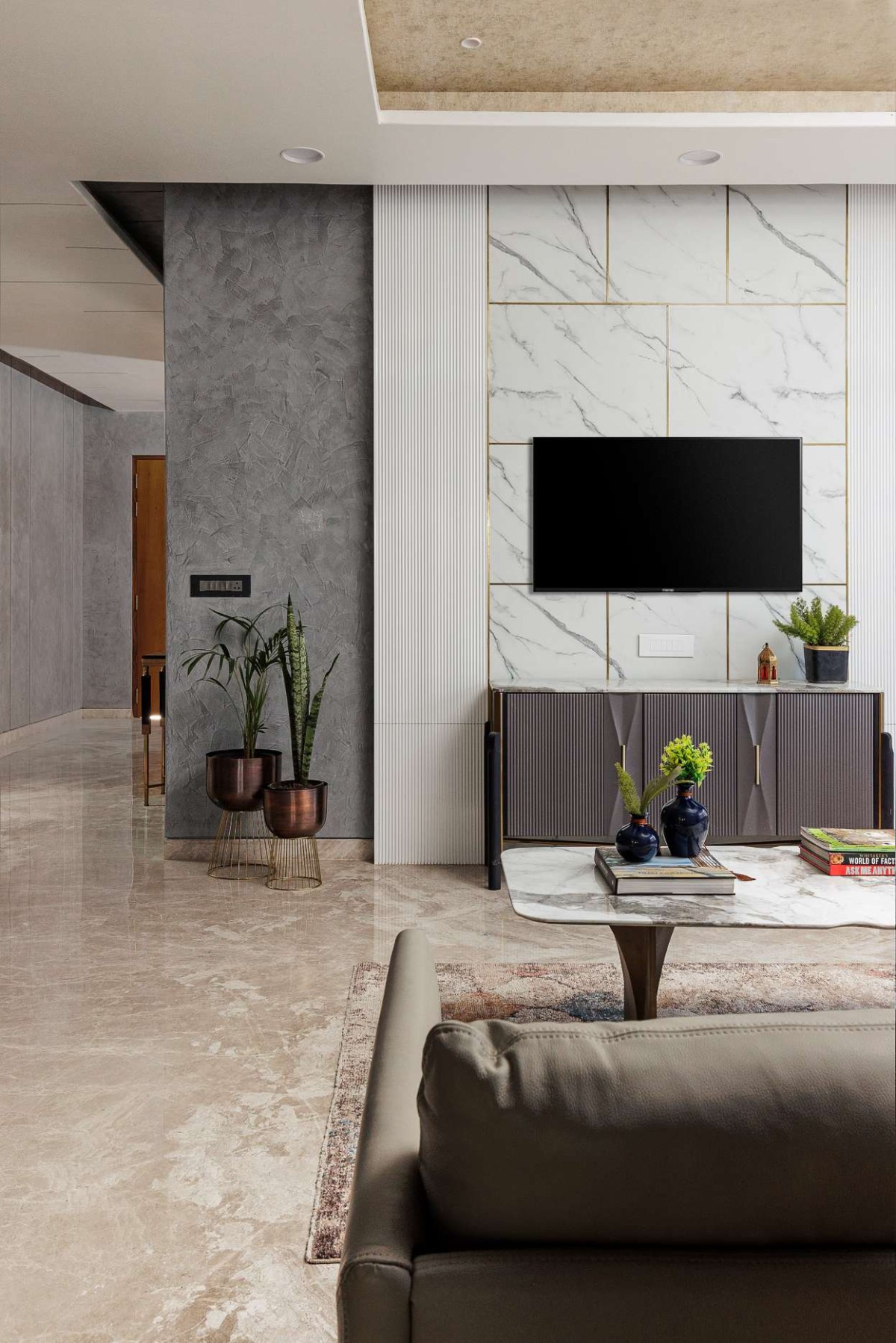 TV Unit of Vila Bharadwaj by Angana Studio