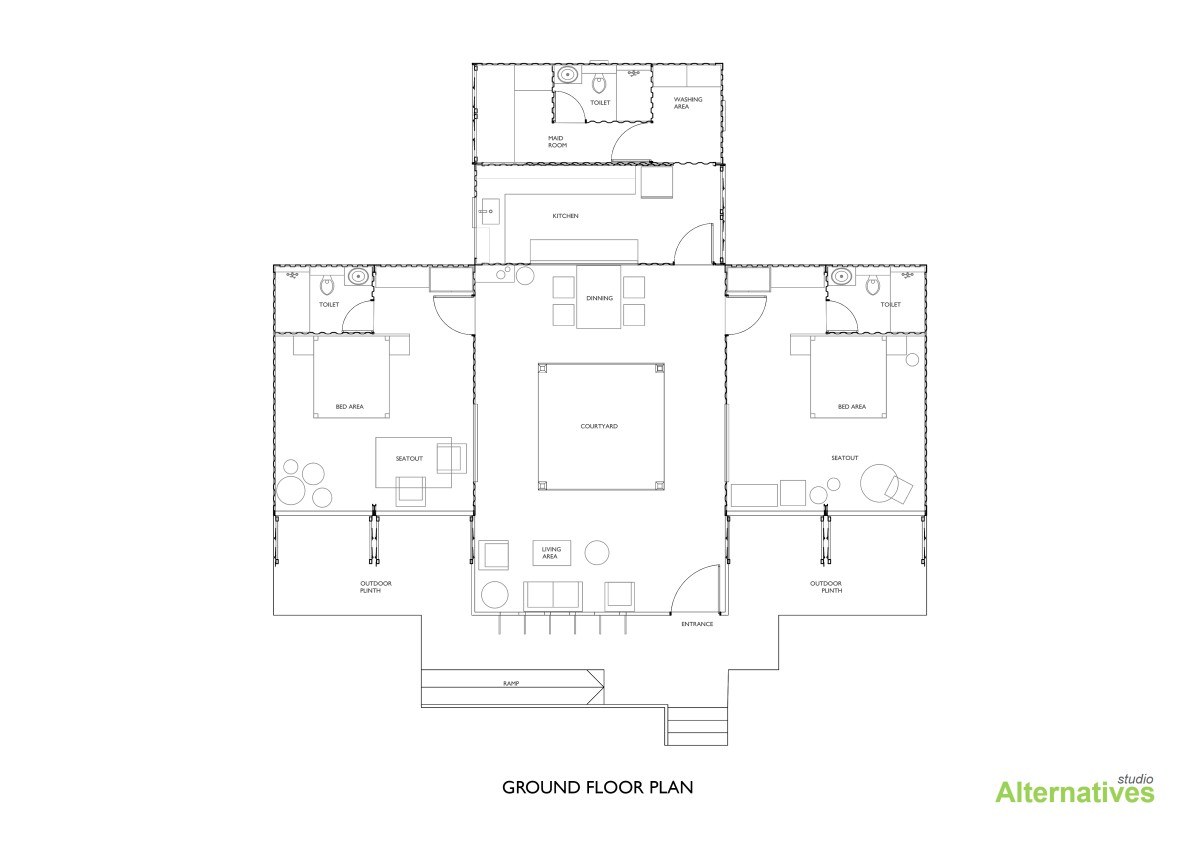 Ground Floor Plan of Container Villa by Studio Alternatives