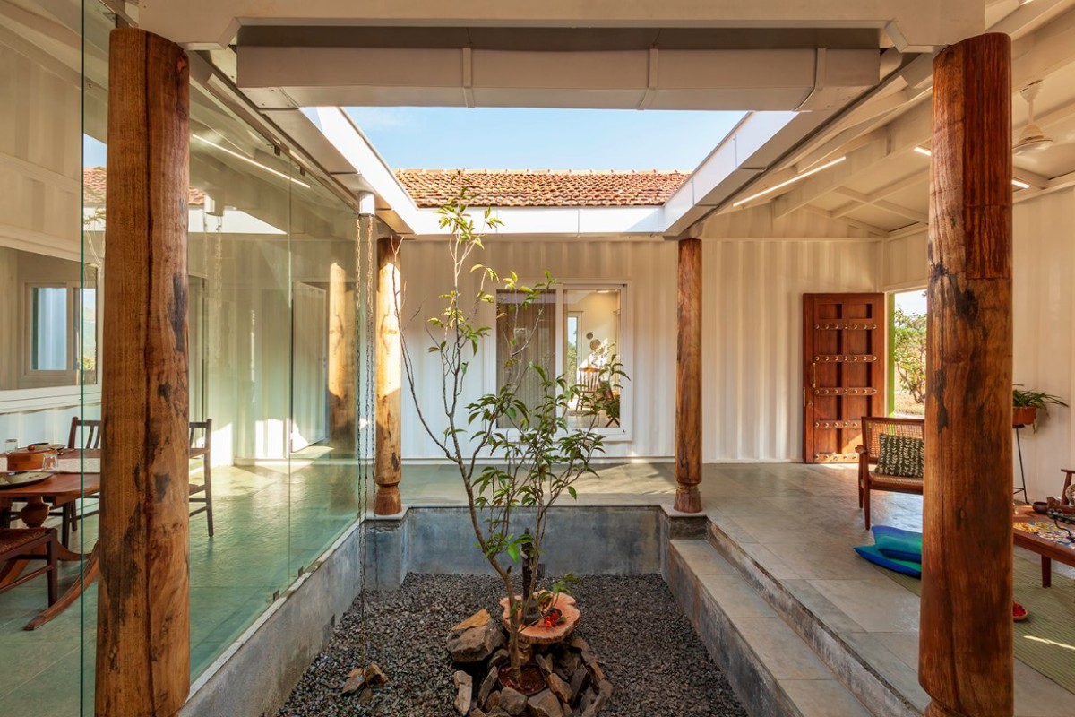 Courtyard of Container Villa by Studio Alternatives