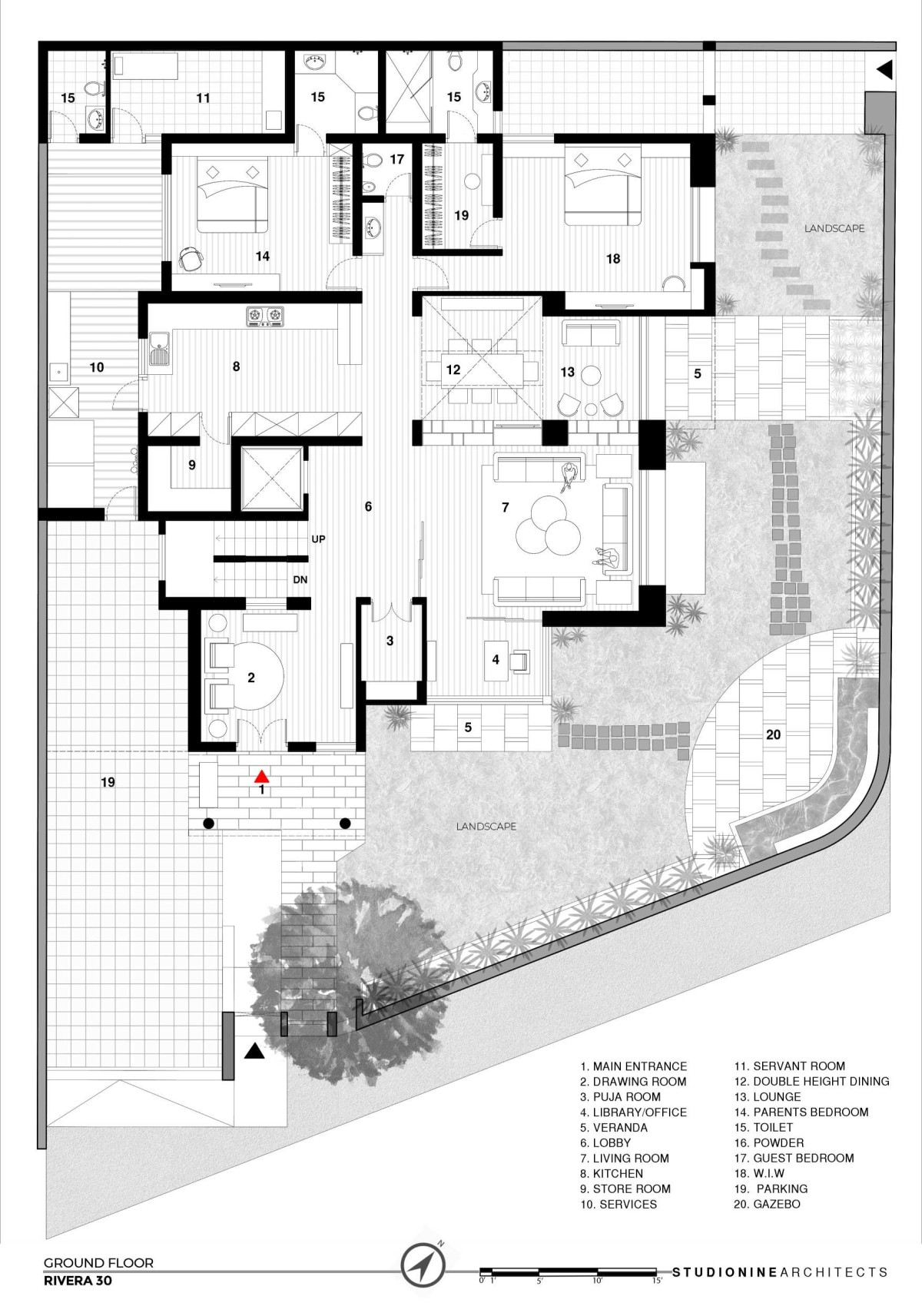 Ground Floor Plan of DS House by Studionine Architects