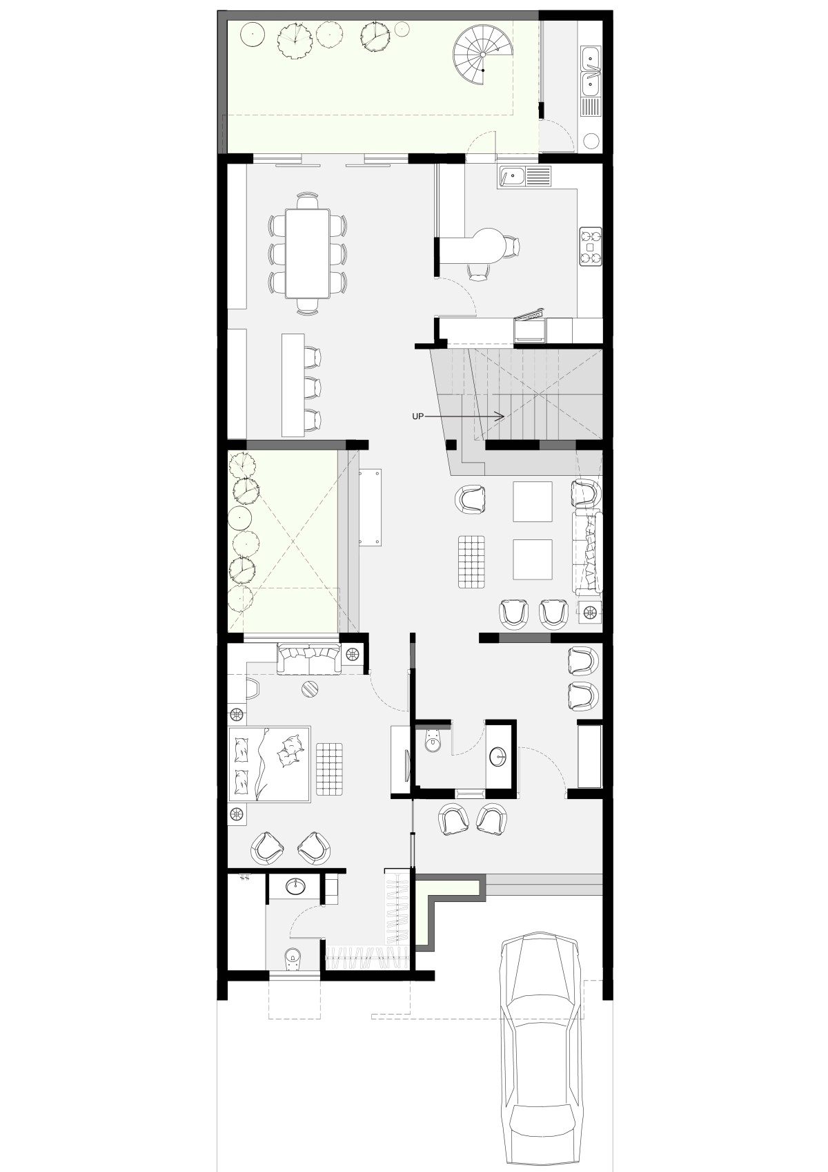 Ground Floor Plan of The Cucoon House by Forum Advaita
