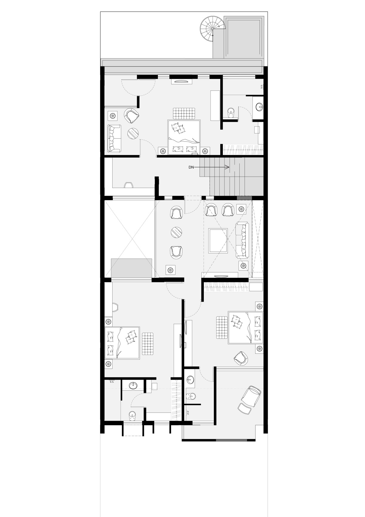 First Floor Plan of The Cucoon House by Forum Advaita