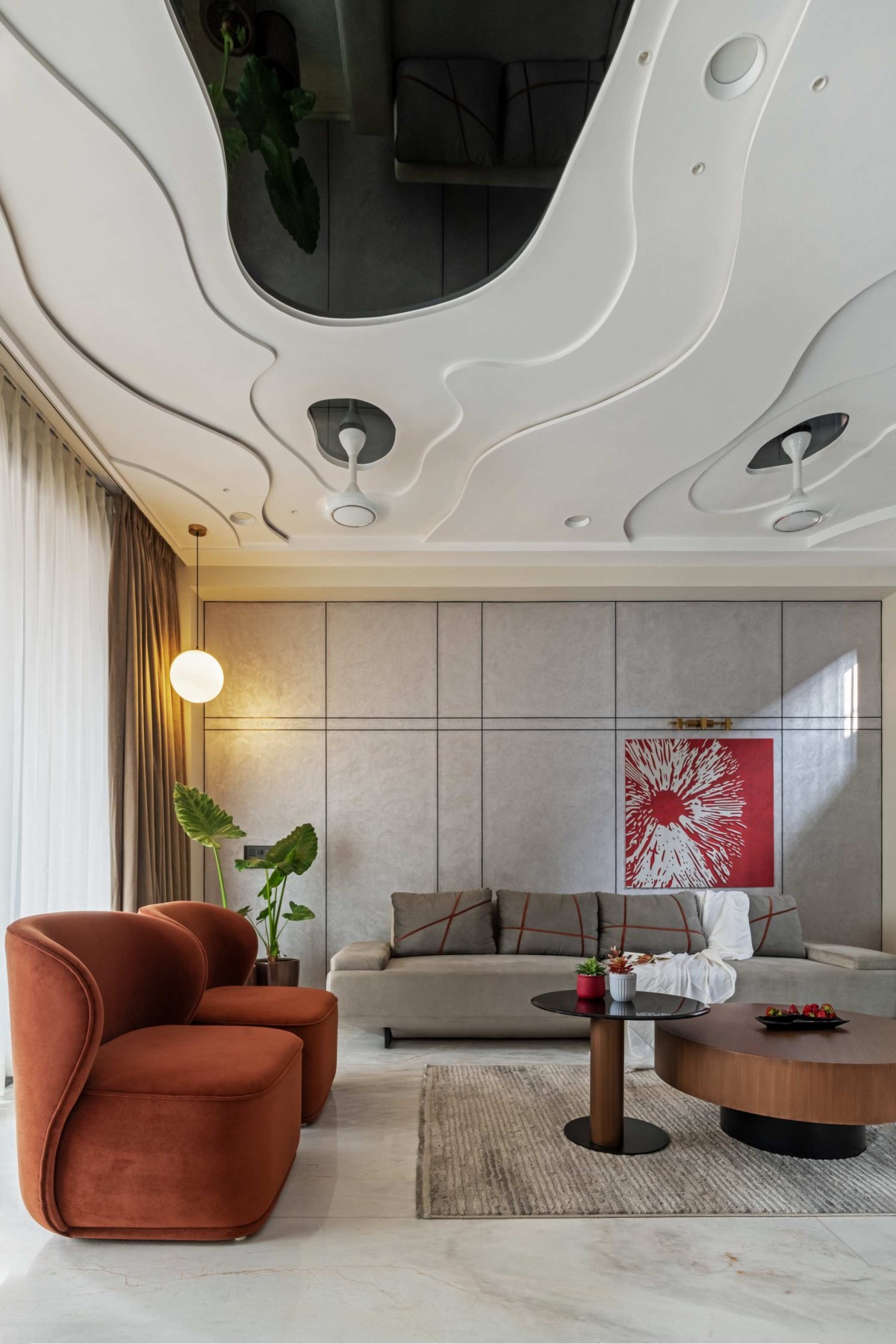 Living room of Nilkanth Bunglow by Mordhar Architects