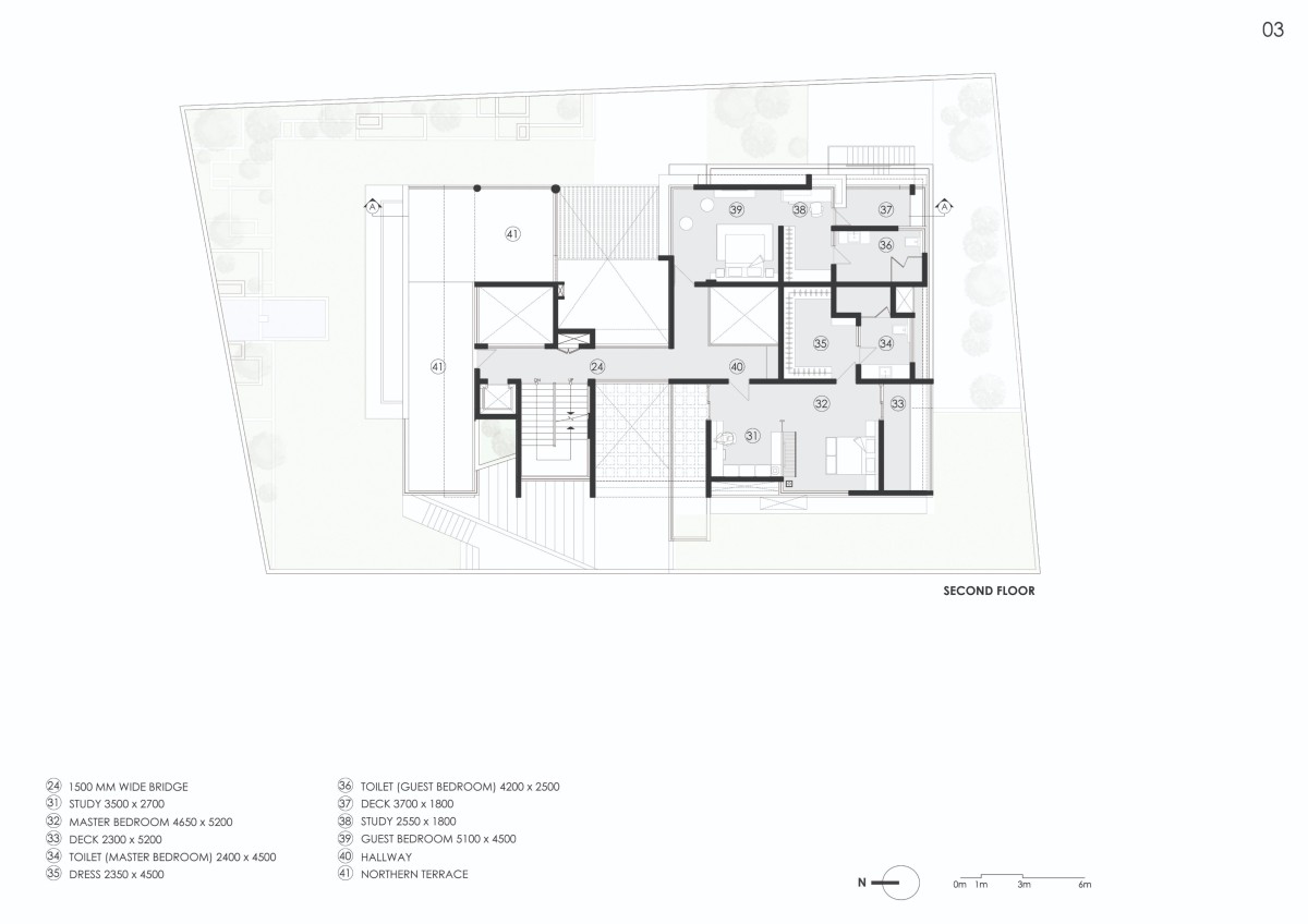 Second floor plan of HKS House by SDeG