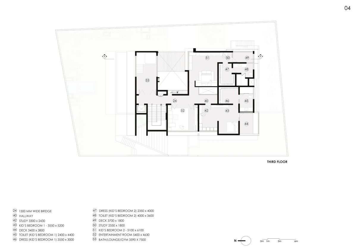 Third floor plan of HKS House by SDeG