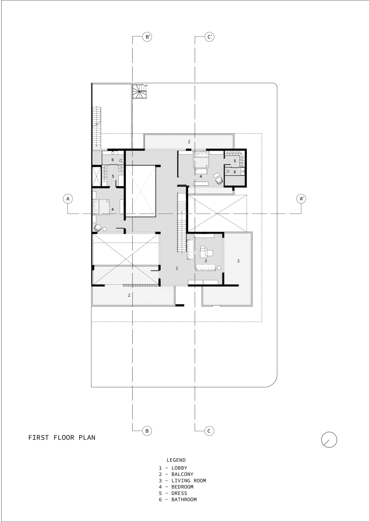 First Floor Plan of Prairie House by Arch.Lab