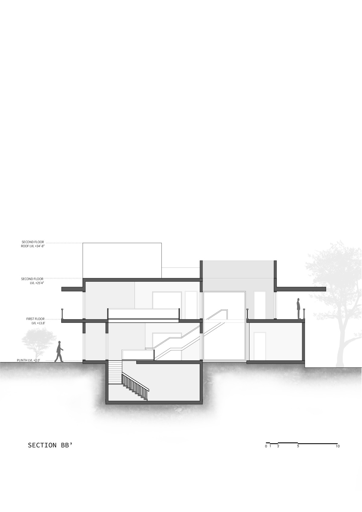 Section BB of Prairie House by Arch.Lab