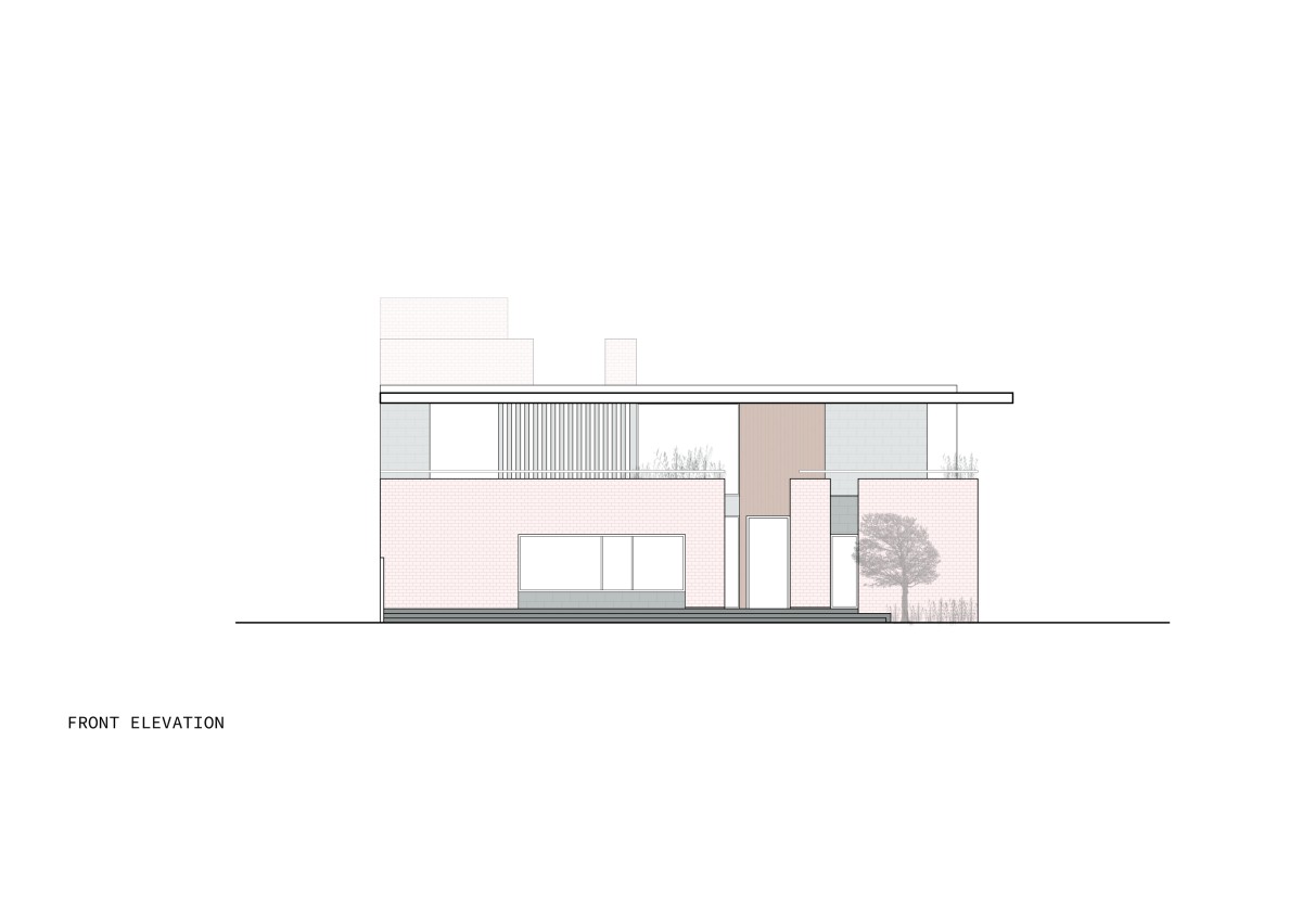 Front Elevation of Prairie House by Arch.Lab