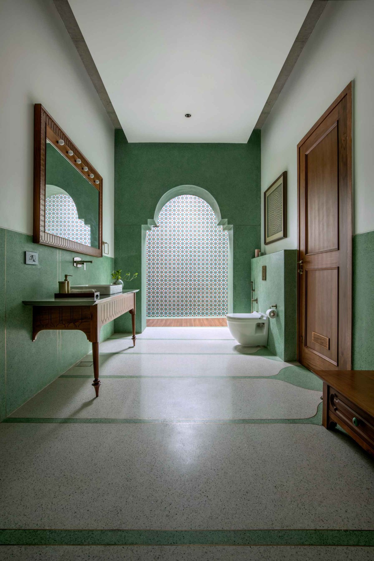 Passage to Toilet of Sitish Parikh Farmhouse by Dipen Gada and Associates