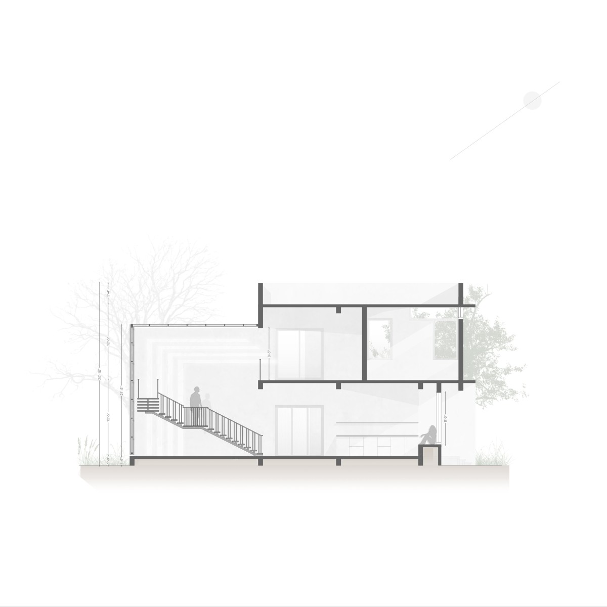 Section B of The House of Frames by KalaaZodh Architecture