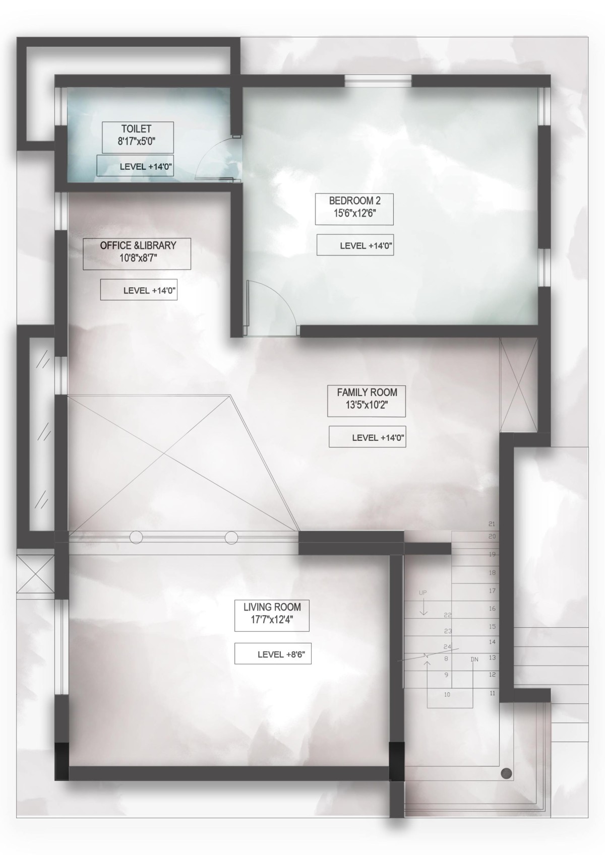 First floor plan of Shivaprasad Residence by Kham Design