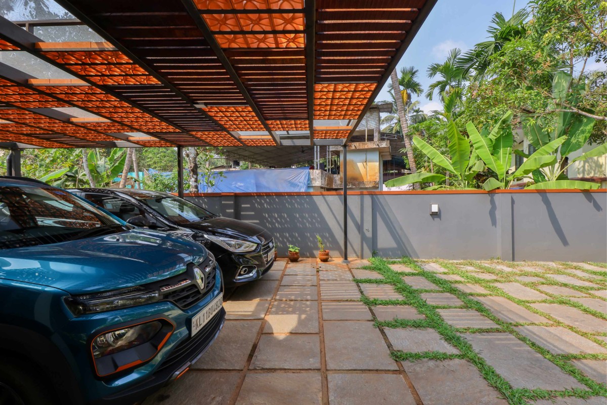 Car porch of Our Space by Satkriya Architecture