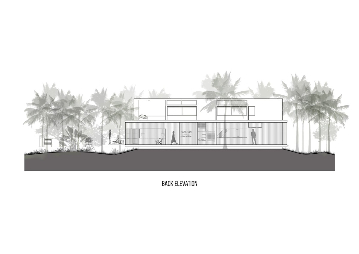 Back Side Elevation of Screen - The Lantern House by Zero Studio