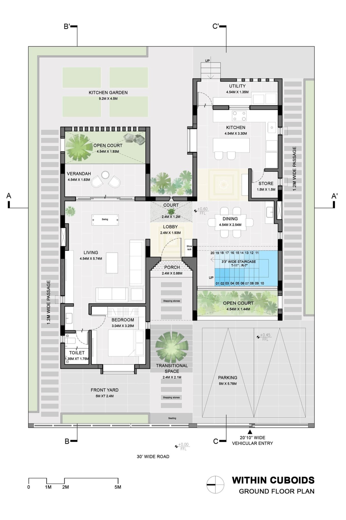 Ground Floor Plan of Within Cuboids by Alok Kothari Architects