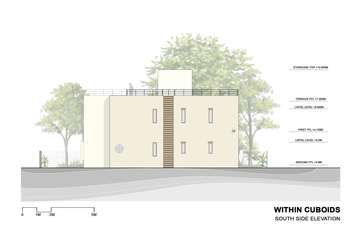 South Side Elevation of Within Cuboids by Alok Kothari Architects