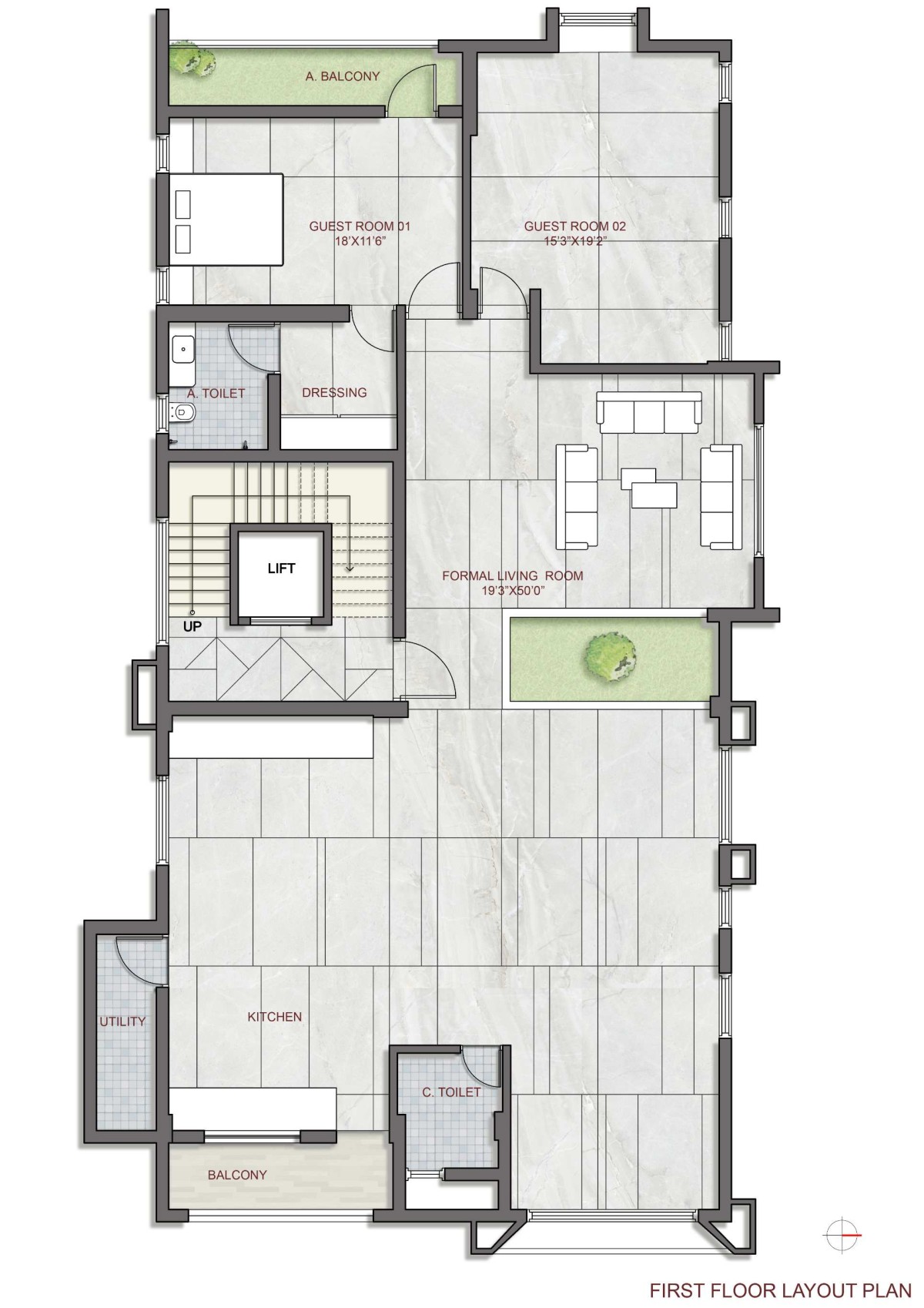 First Floor Plan of #15 Anantaya by Alaukik Architects