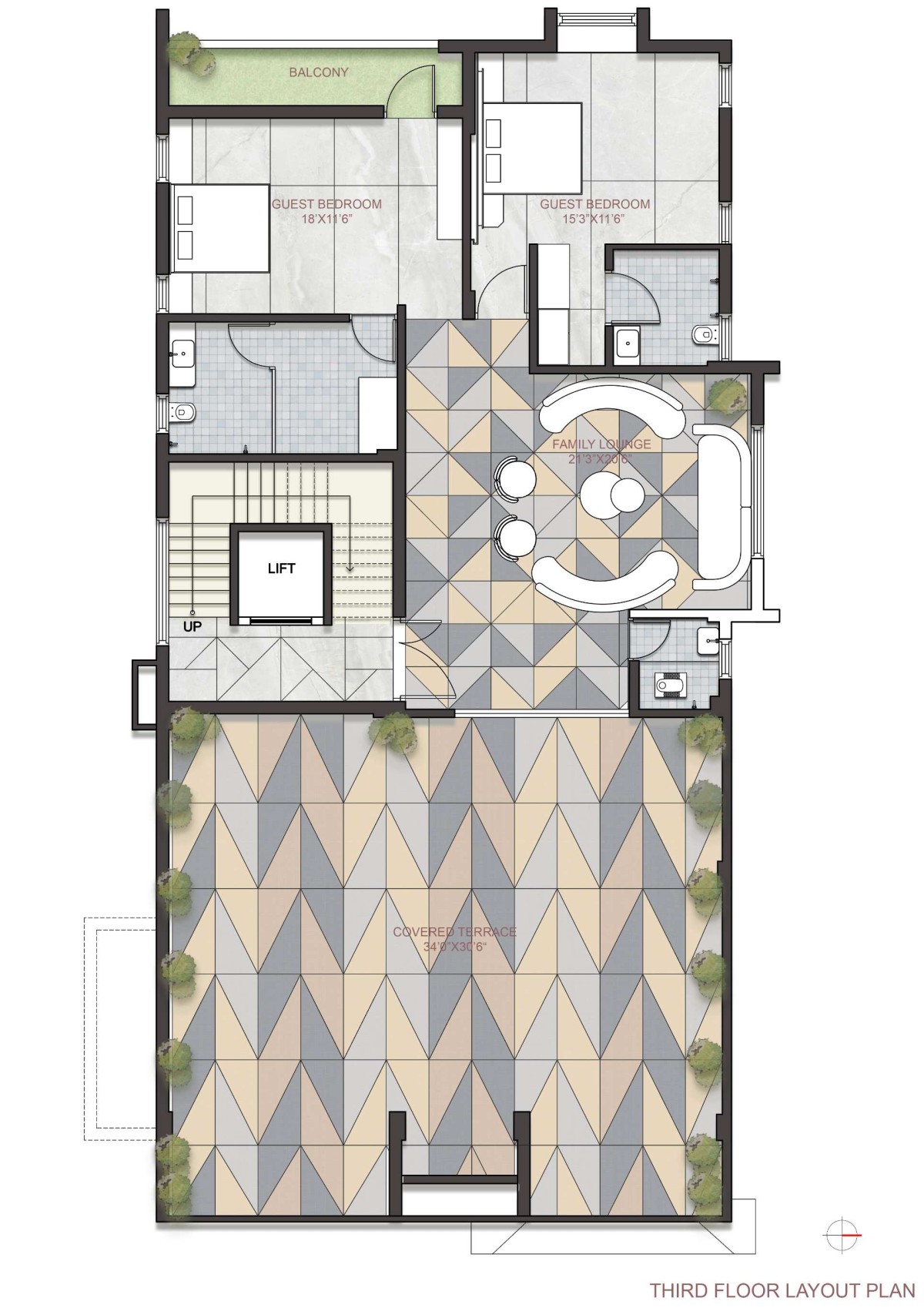 Terrace Floor Plan of #15 Anantaya by Alaukik Architects