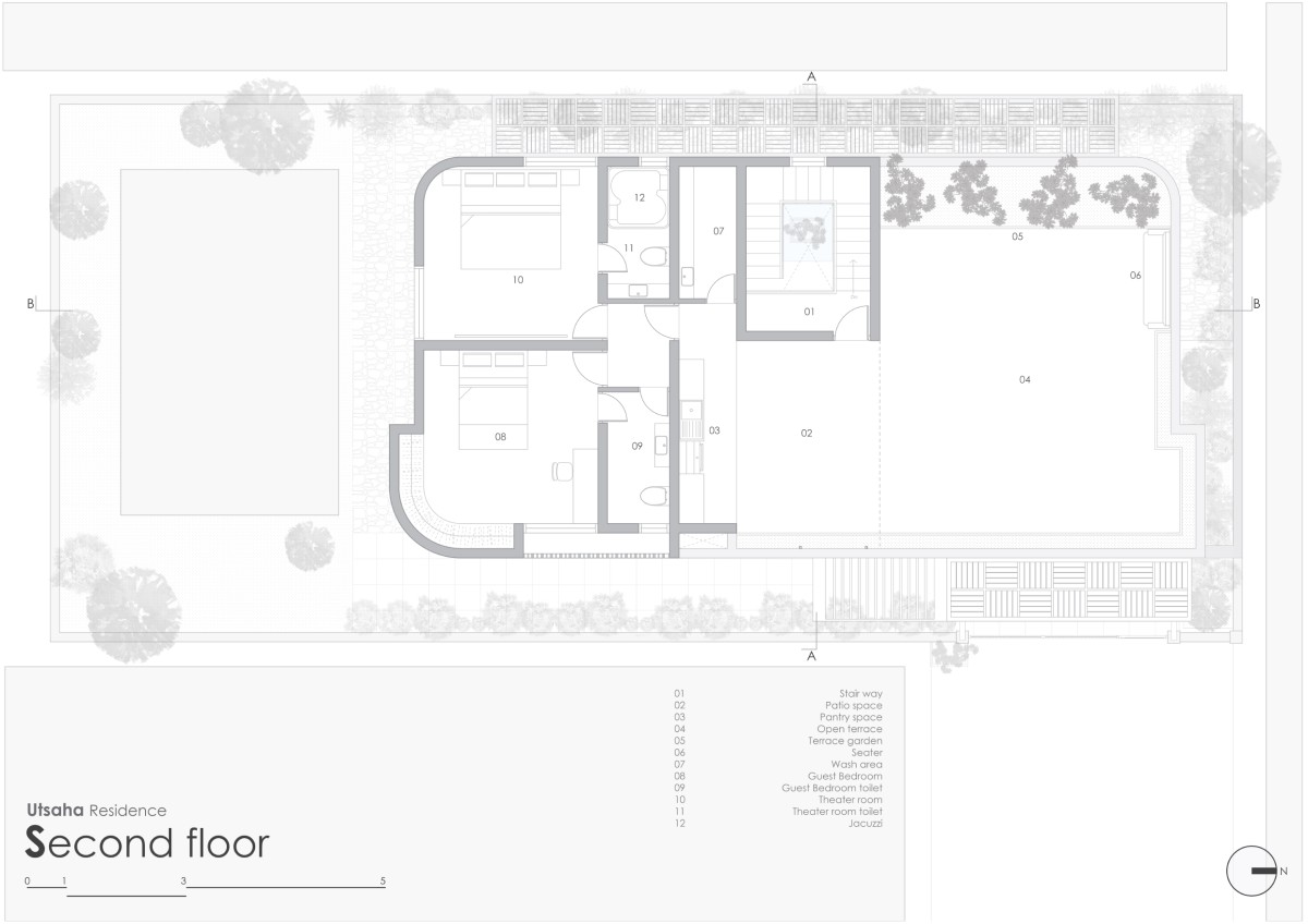 Second floor plan of Utsaha Residence by Kosh Studios