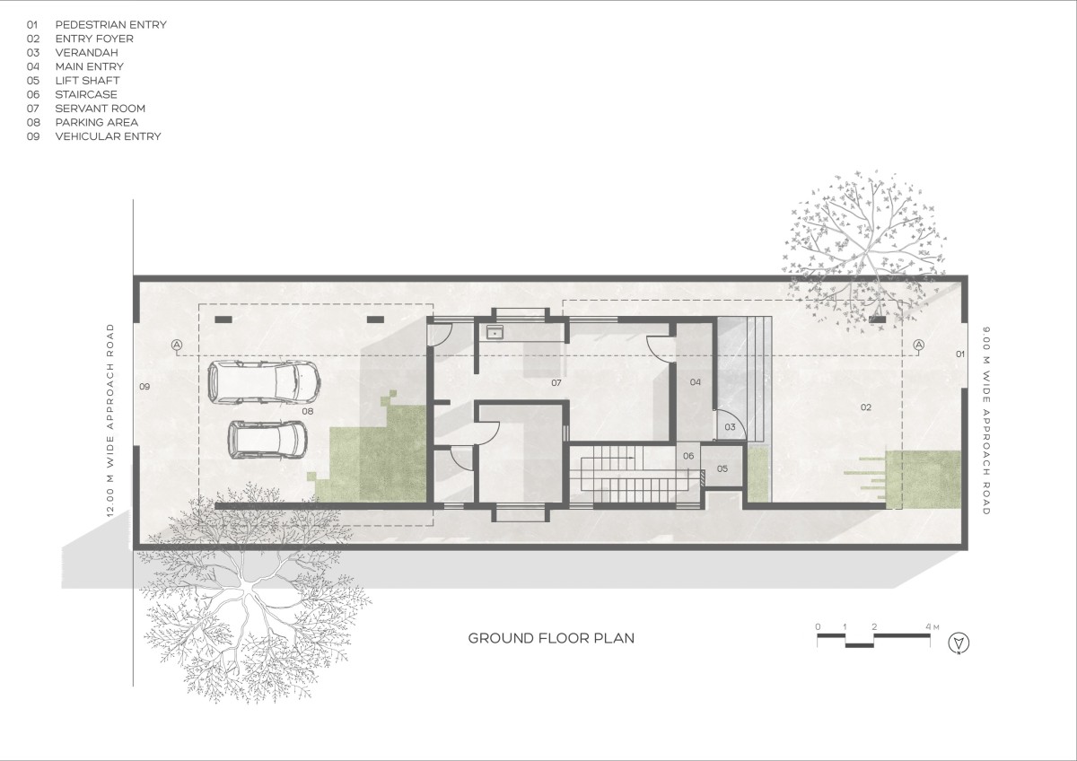 Ground Floor Plan of Linear House by Illusion Design Studio