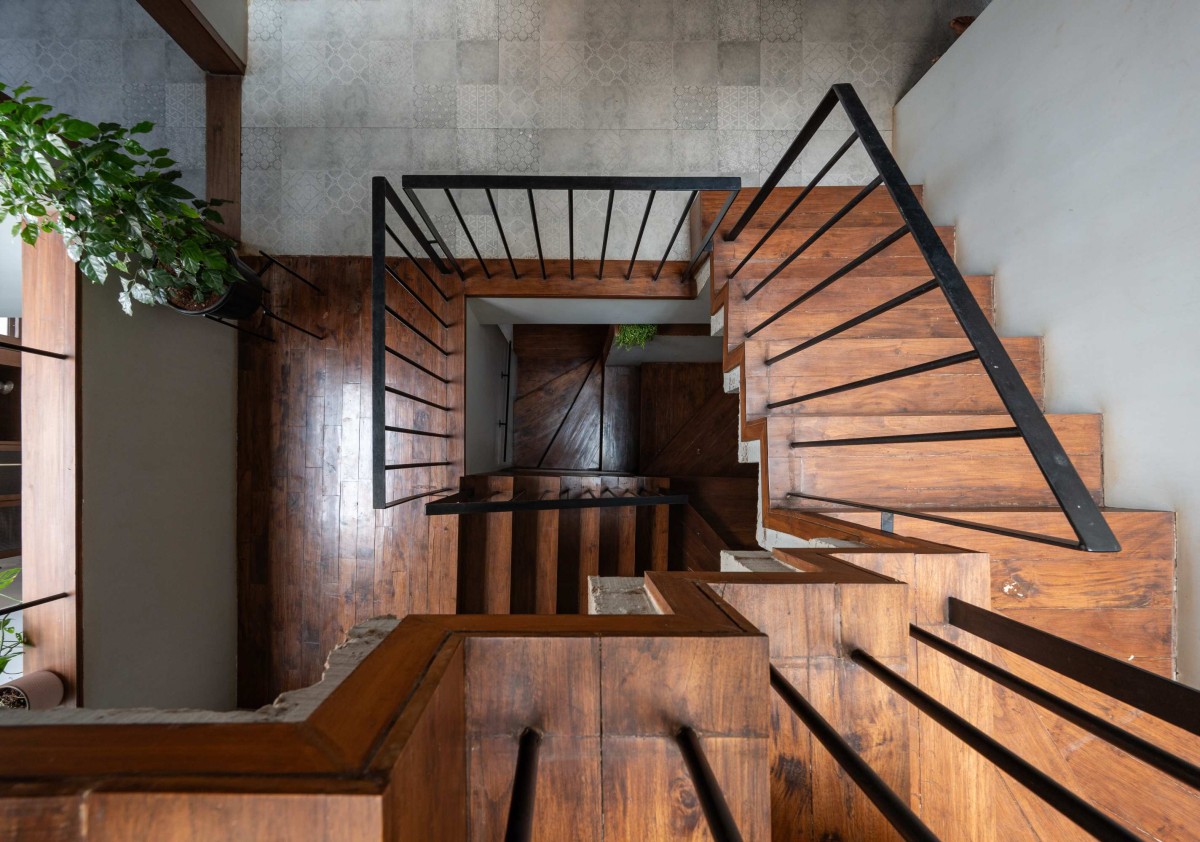 View from staircase of Compact House by Rahul Pudale Design