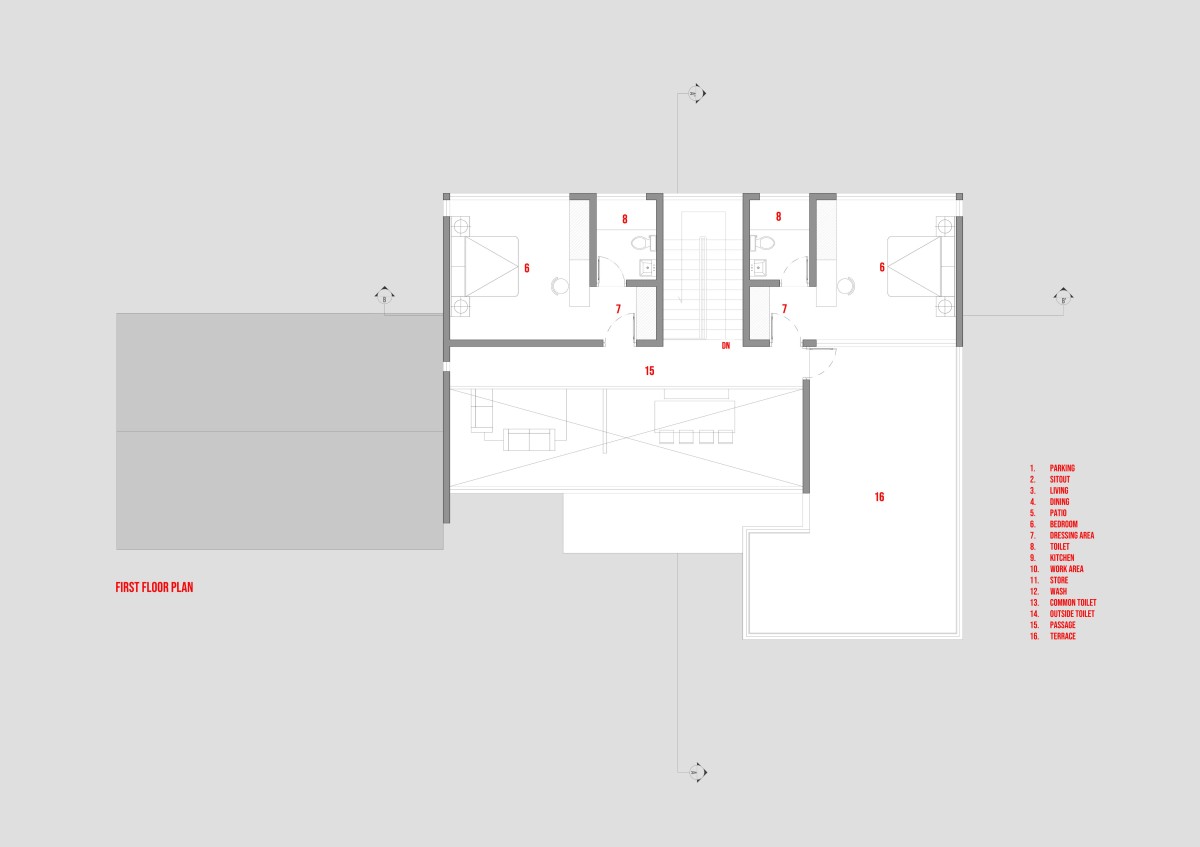 First floor plan of Aruvi by Casa Design Studio