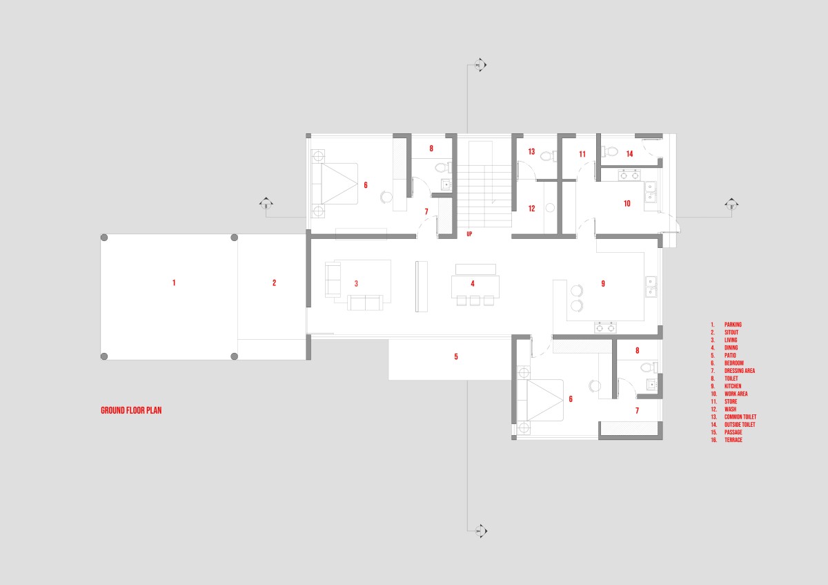 Ground floor plan of Aruvi by Casa Design Studio