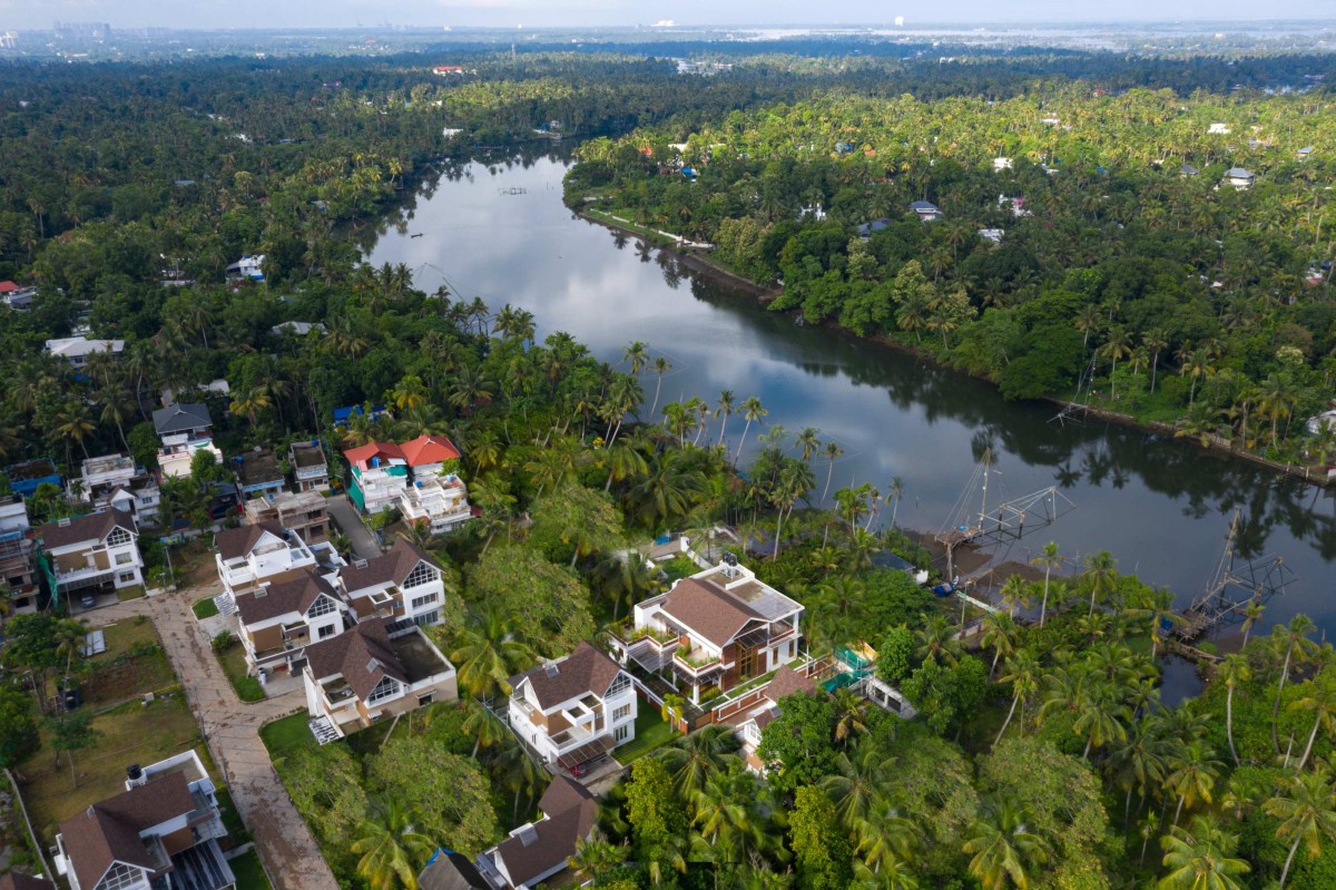 Aerial view of Villa by the Backwaters by Studio TAB