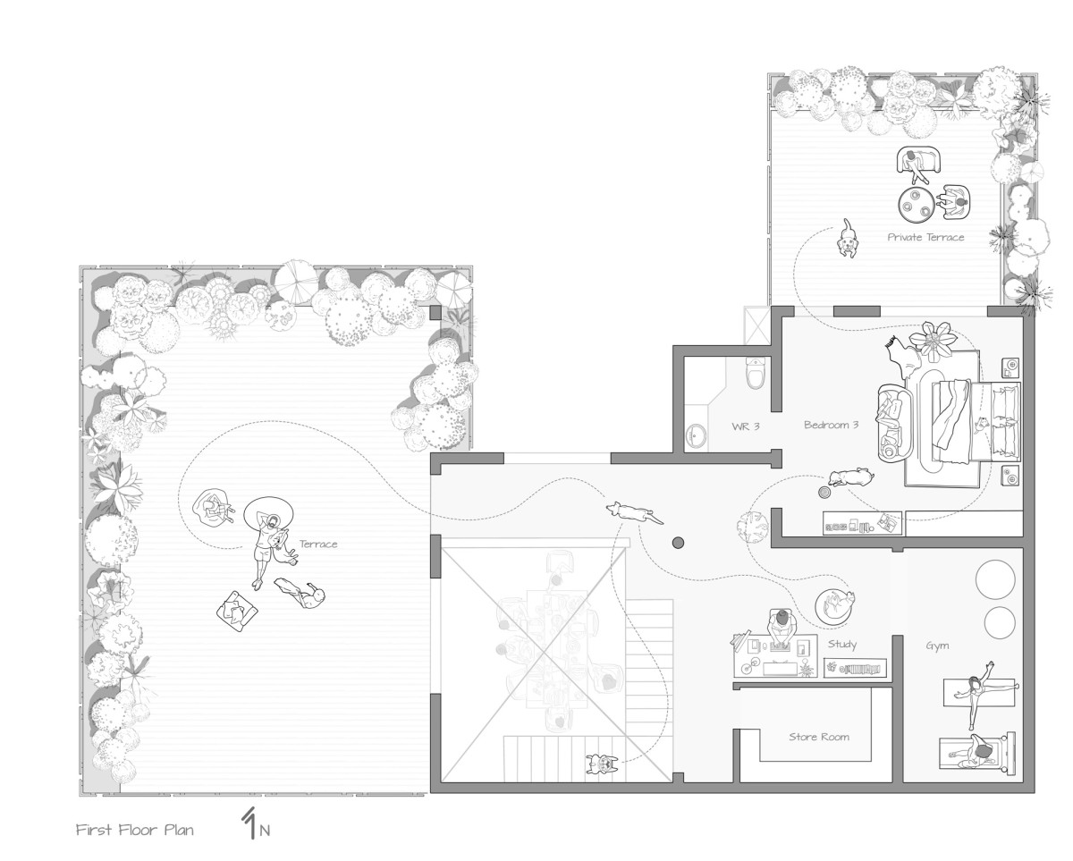 First Floor Plan of Nilaya by IDIEQ