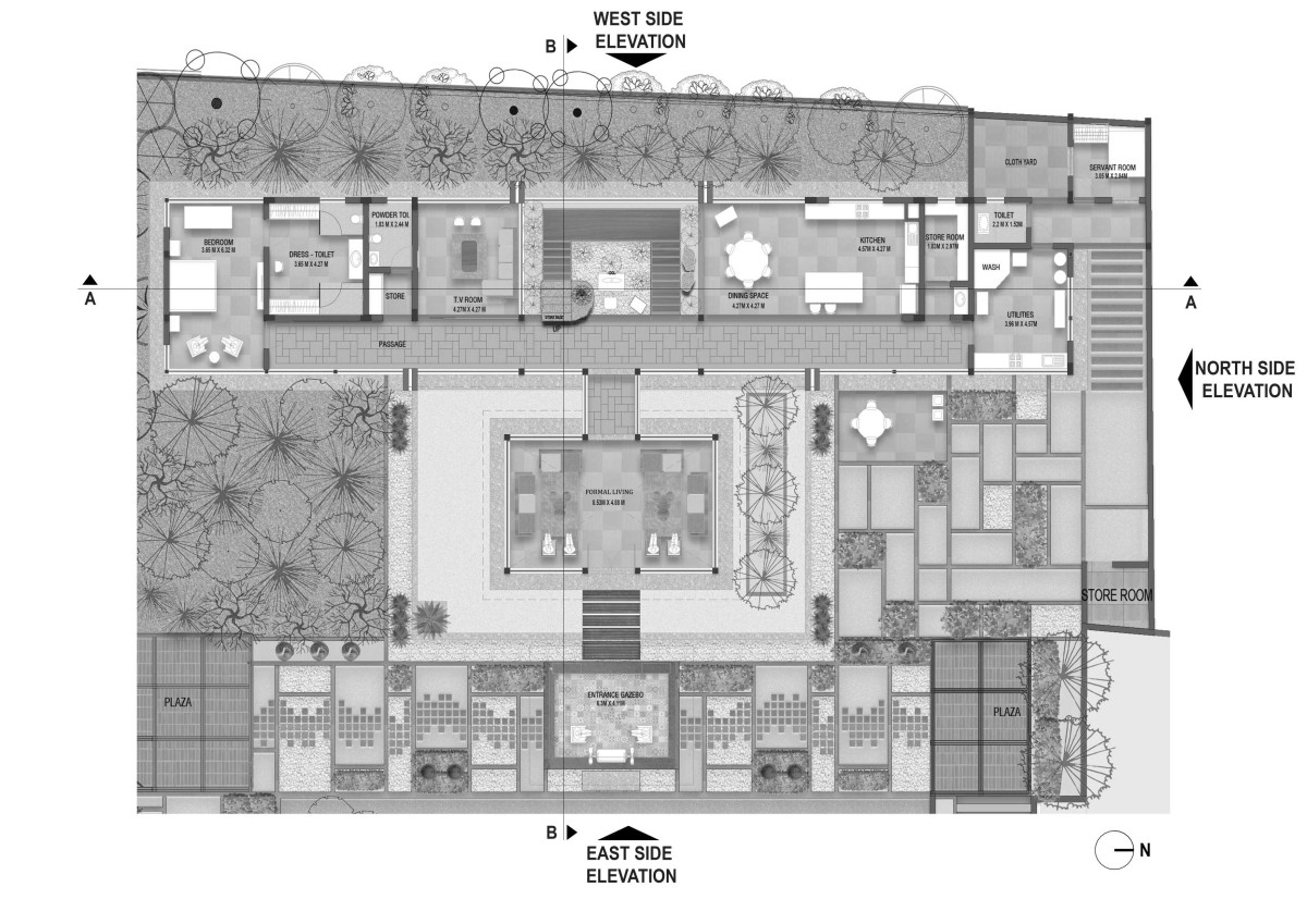 Ground Floor Plan of Kalrav Villa by VPA Architects