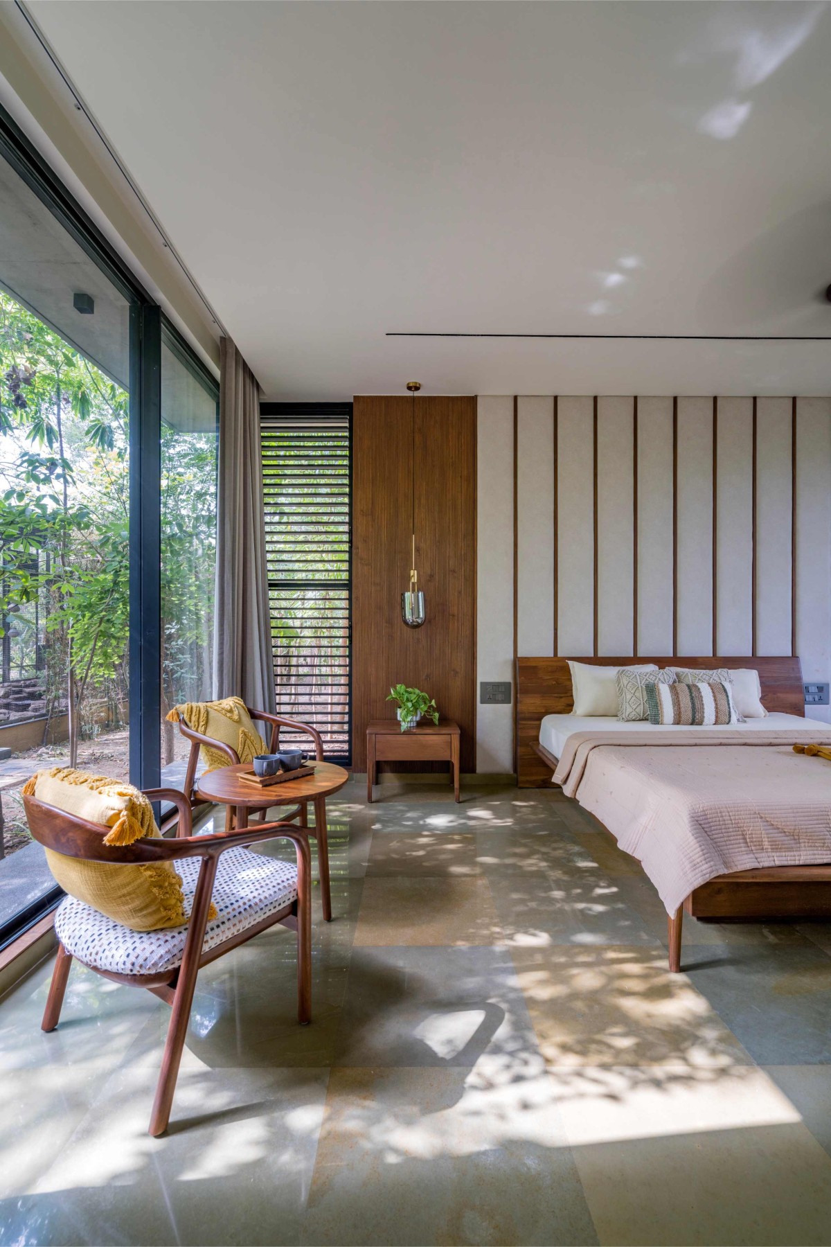 Bedroom of Kalrav Villa by VPA Architects