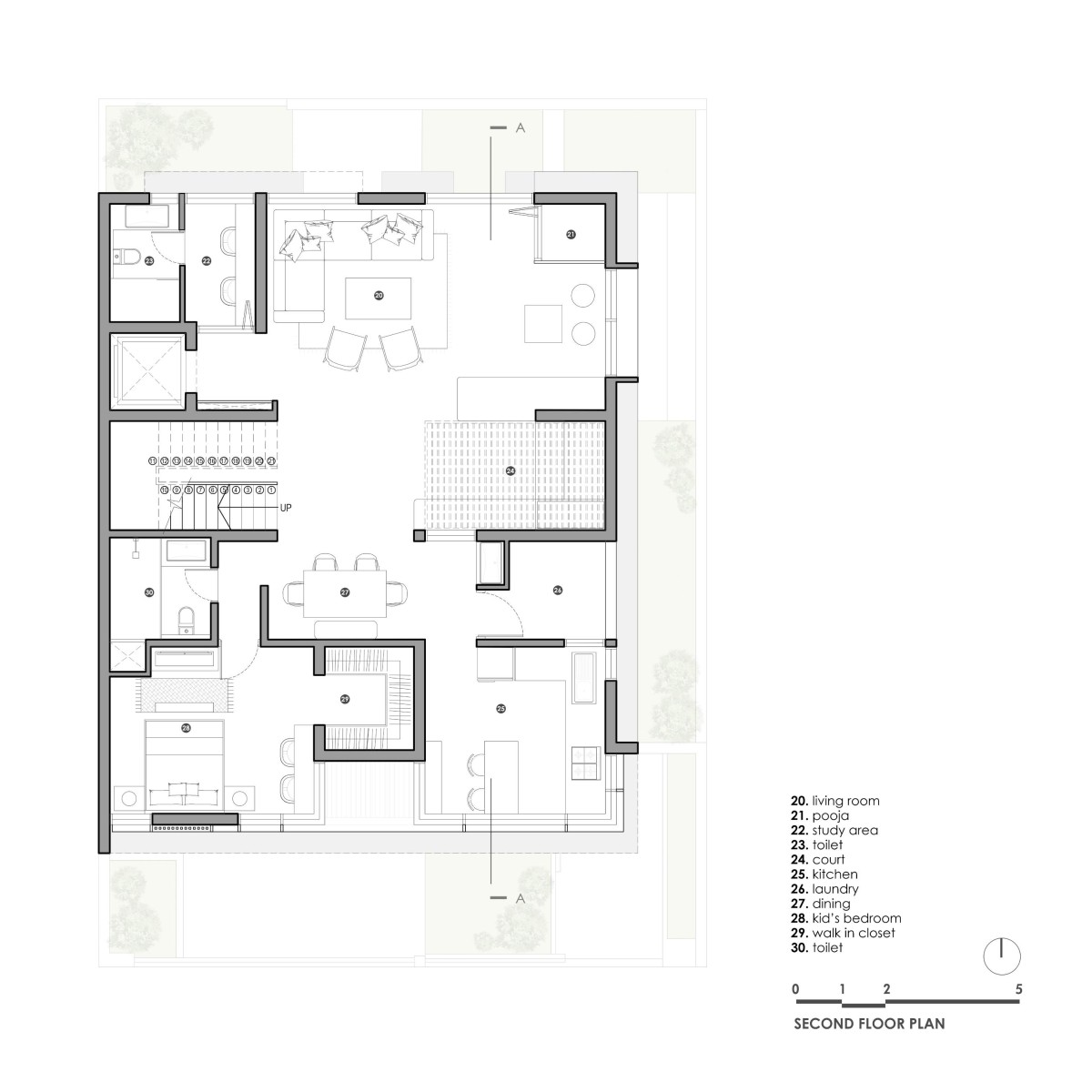 Second floor plan of Ganga 151 by Studio Habitect