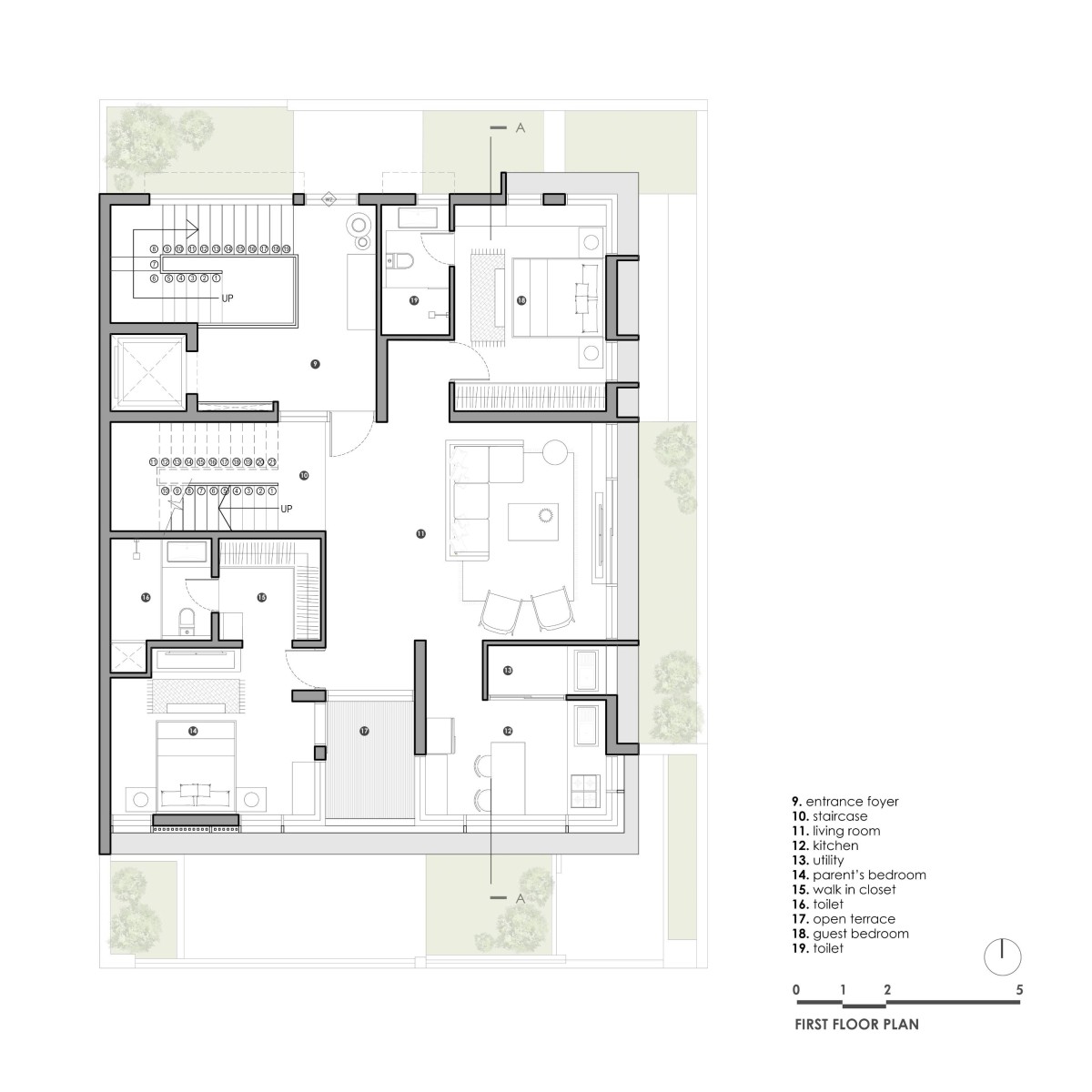 First floor plan of Ganga 151 by Studio Habitect