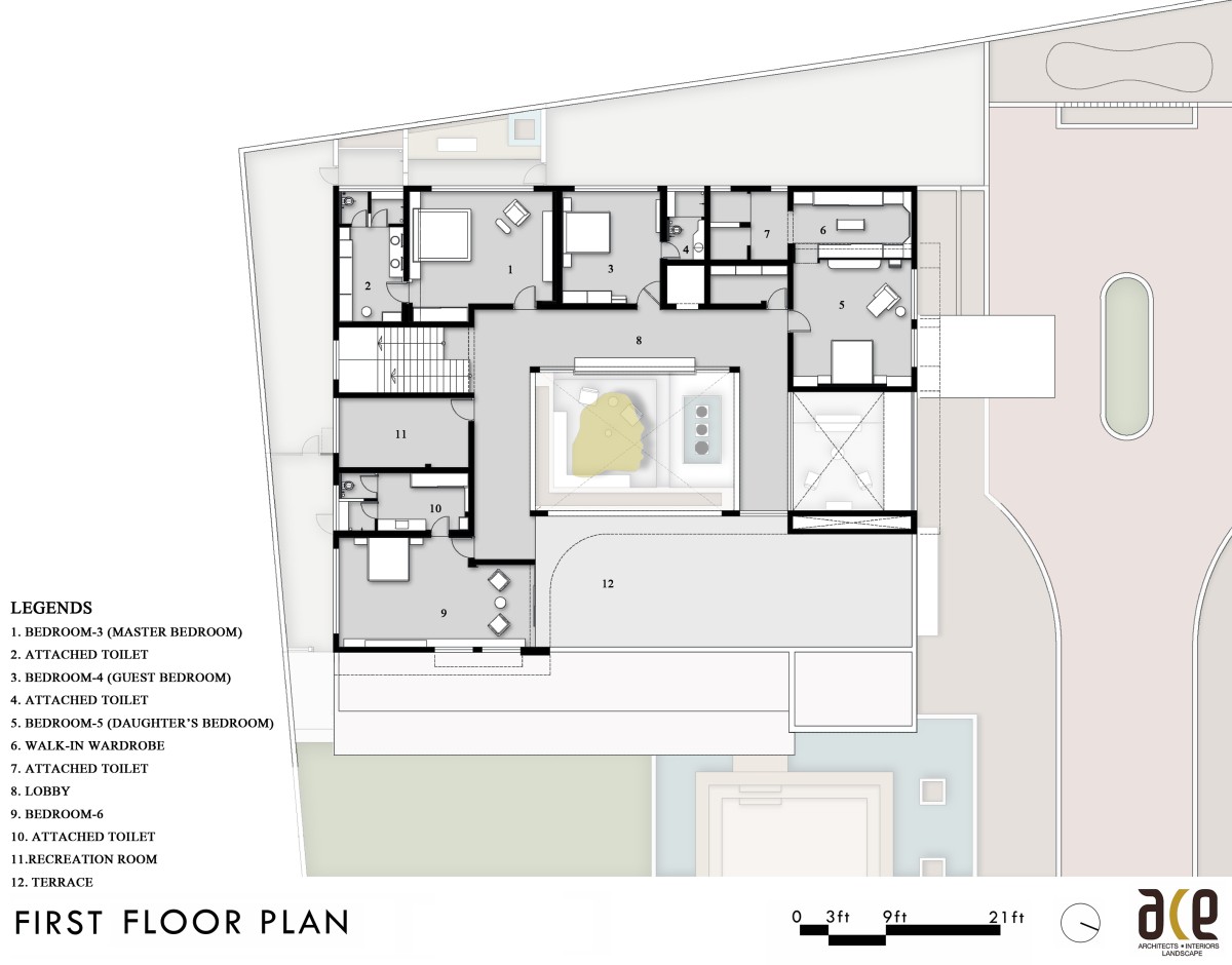 First floor plan of Sri Sri Villa by Ace Associates