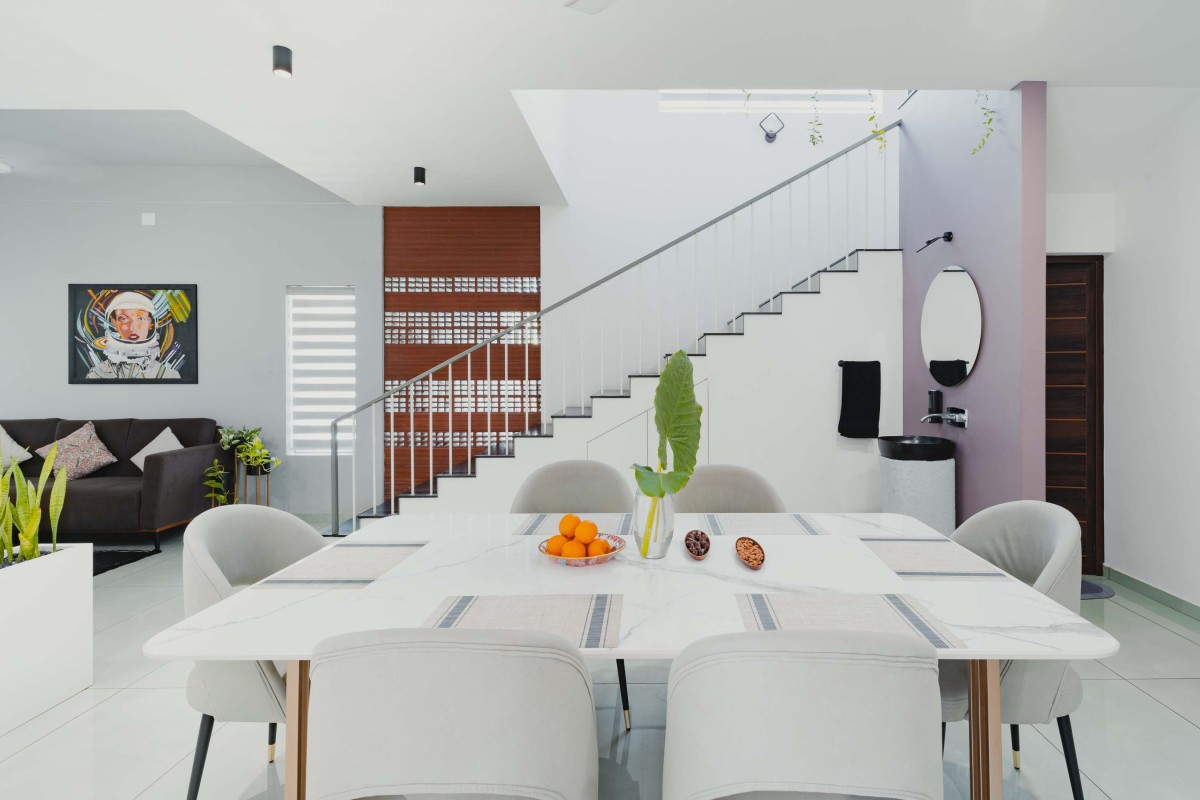 Dining of Linear Abode by Wide Architects Design Lab