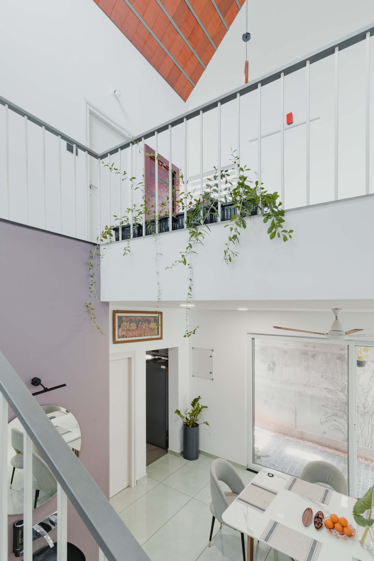 View from staircase of Linear Abode by Wide Architects Design Lab