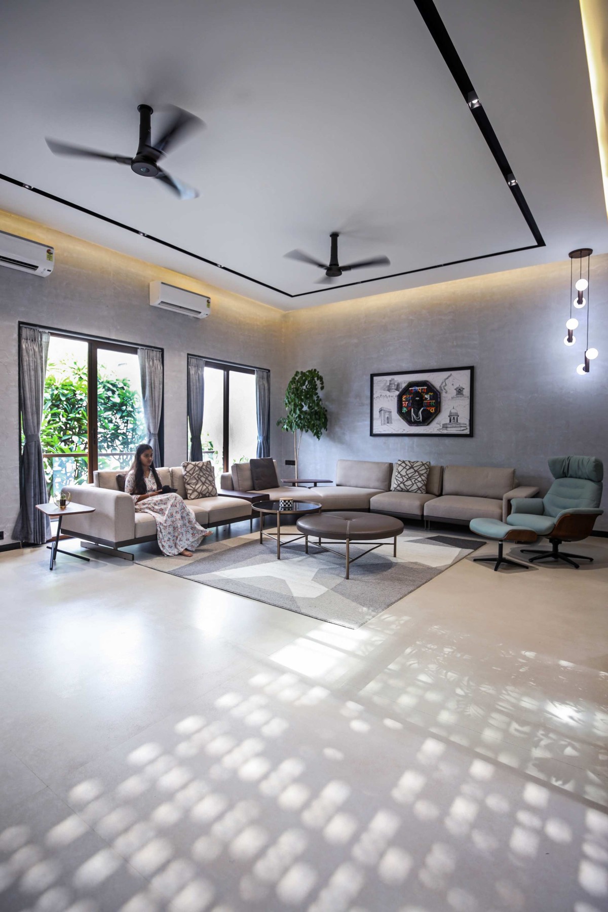Living room of Krishna-Kunj by Saga Architects