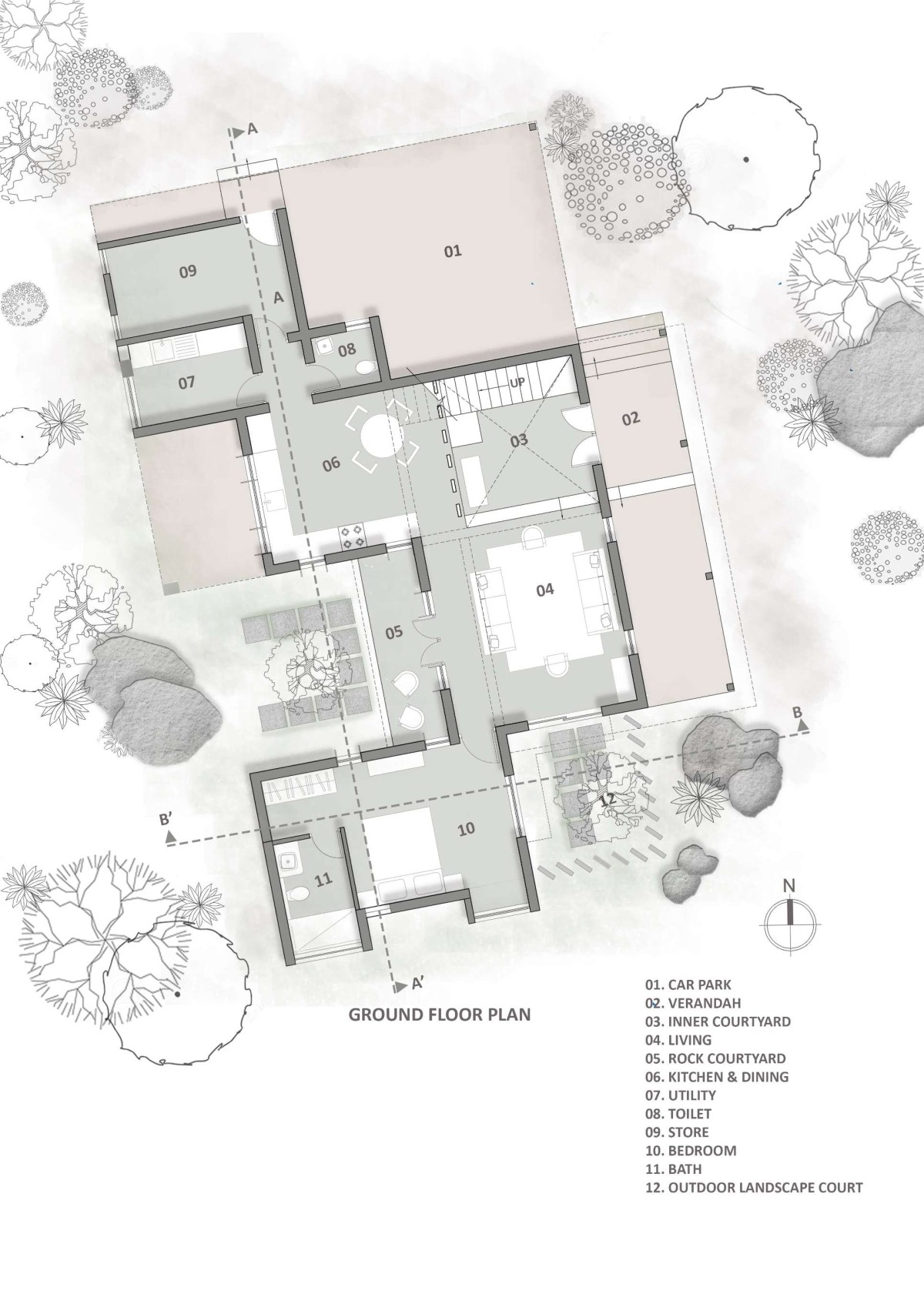 Ground Floor Plan of Boulder House by HabitArt Architecture Studio