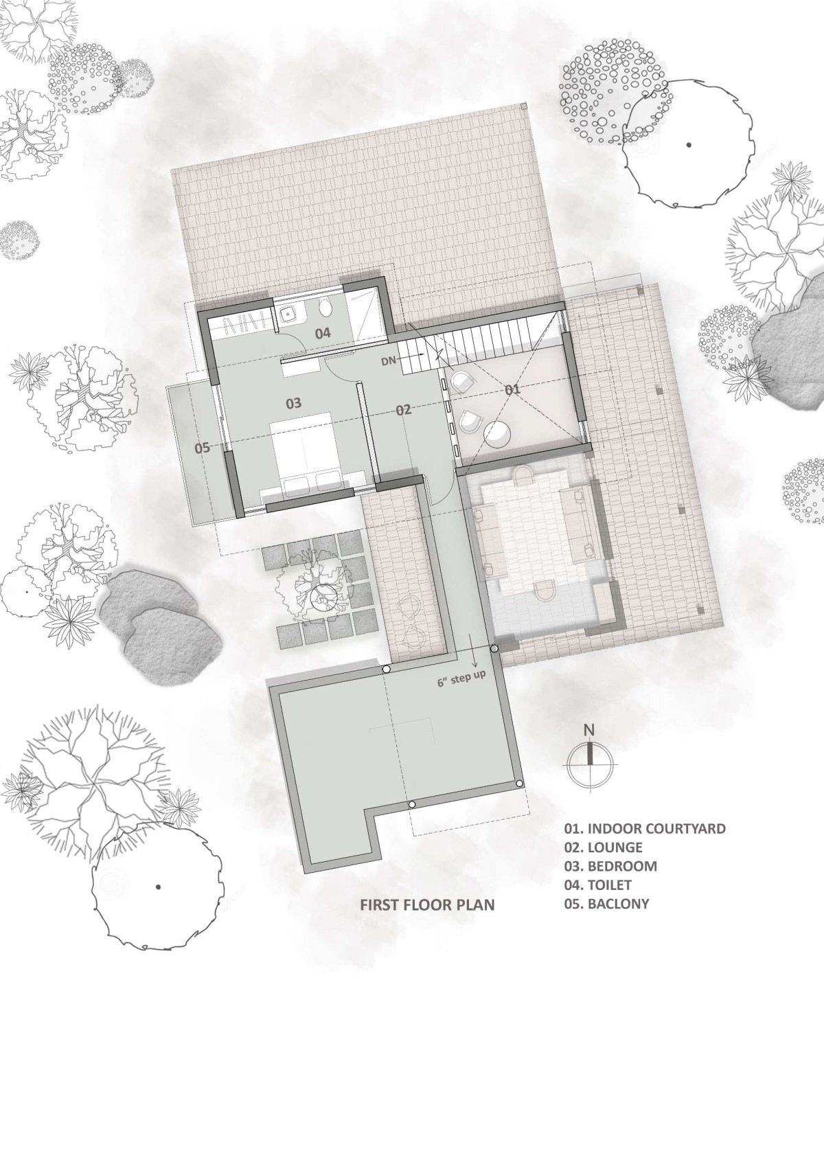 First Floor Plan of Boulder House by HabitArt Architecture Studio