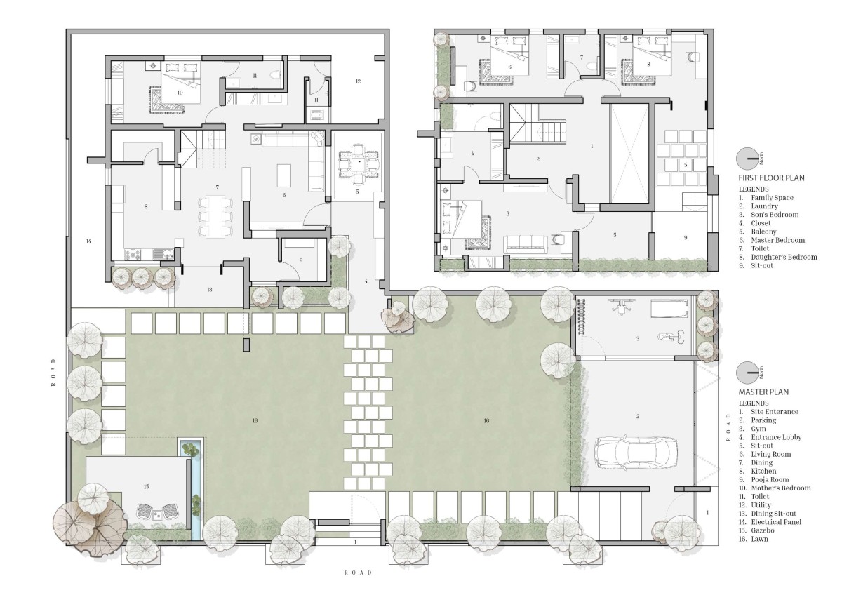 Plans of Avaradi House by Sense of Space Architecture Studio