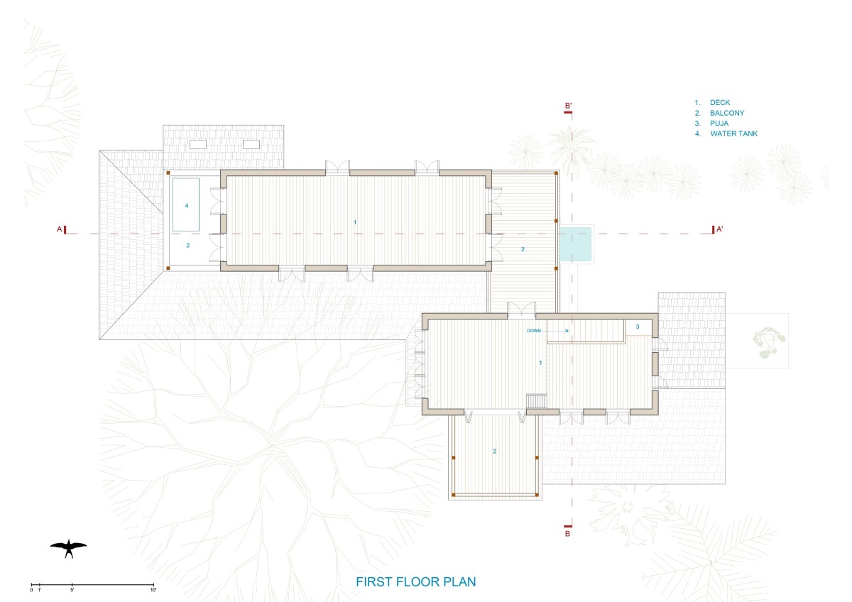 First Floor Plan of House of Reclaimed Gold by Out of The Box