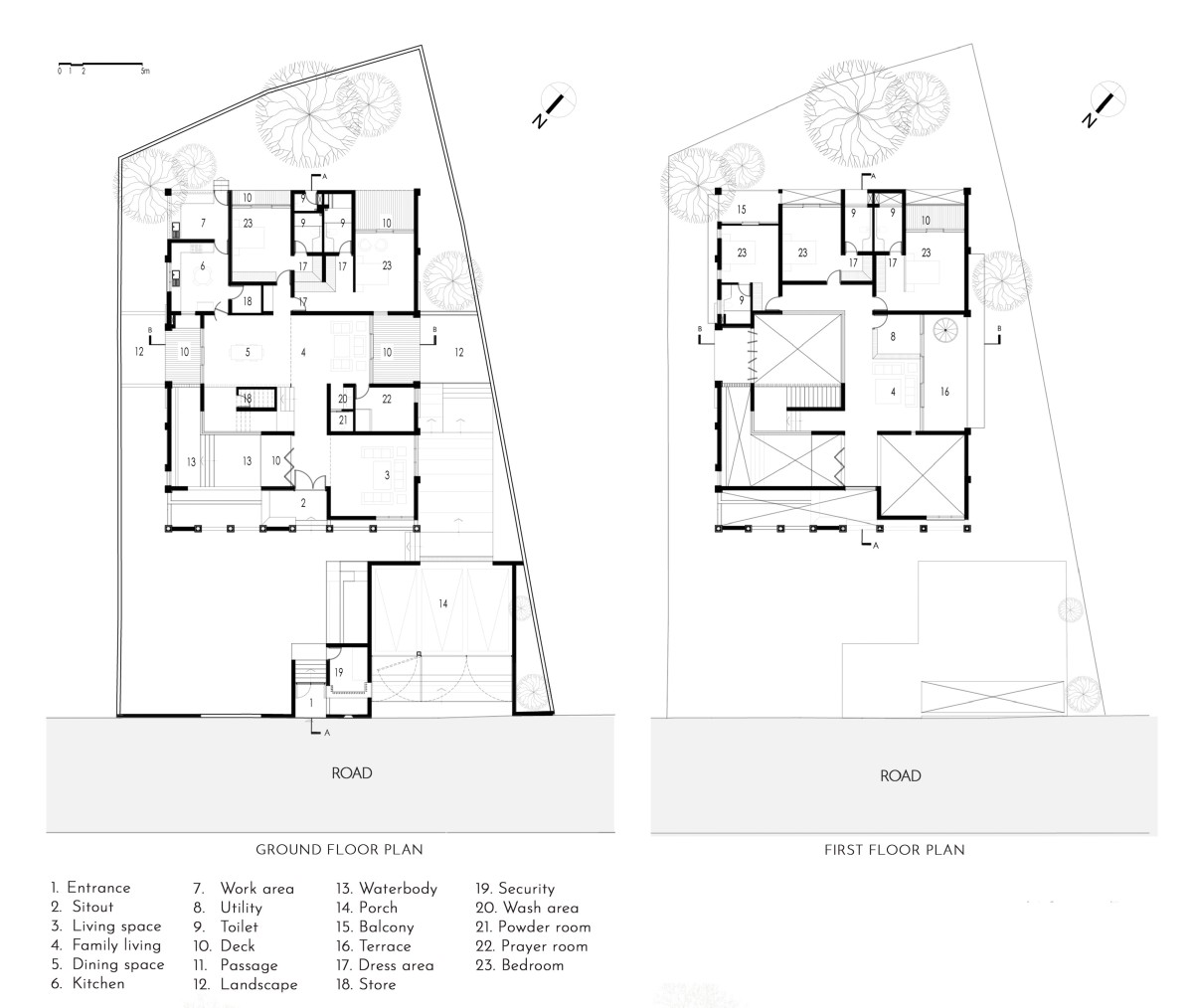 Plans of Alankar Residence by Roy Antony Architects