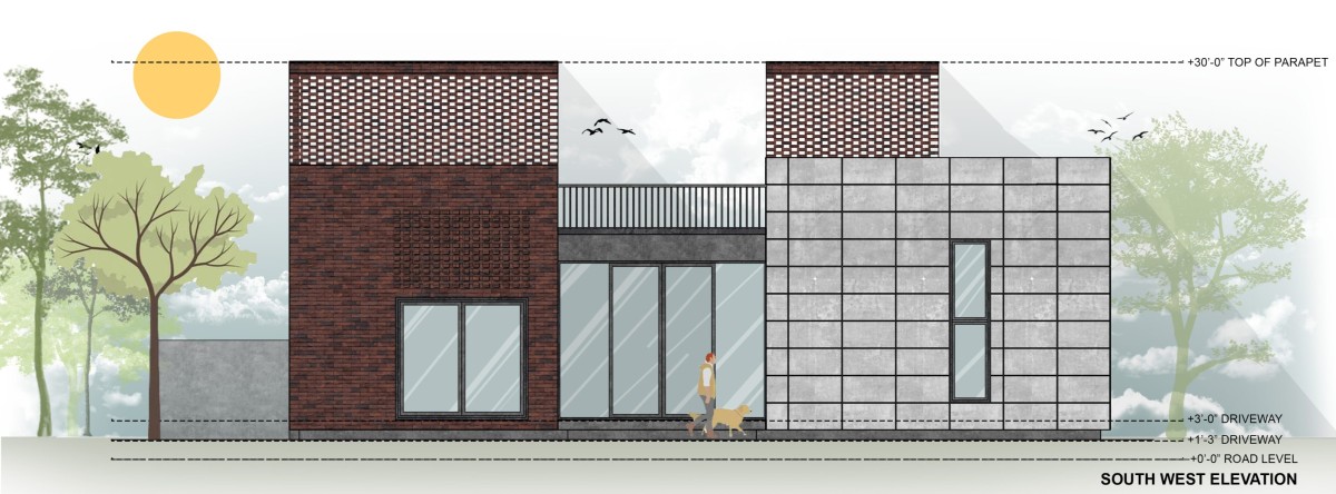 South-West Elevation of The Brick House by Studio Ardete