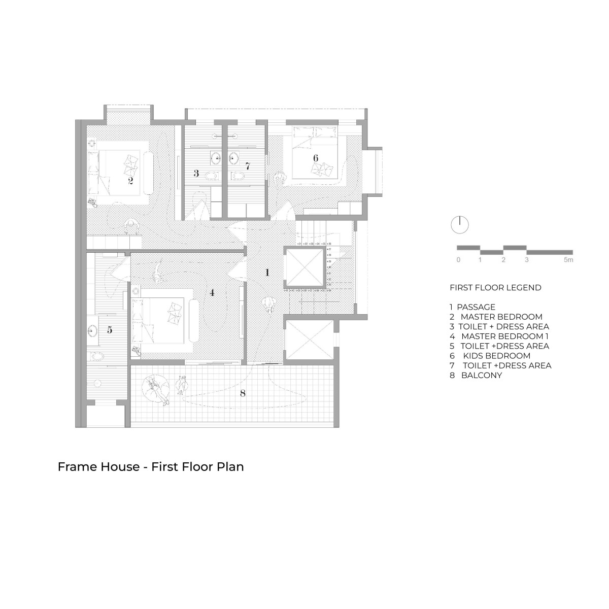 First floor plan of Frame House by UrbanNest Design Studio