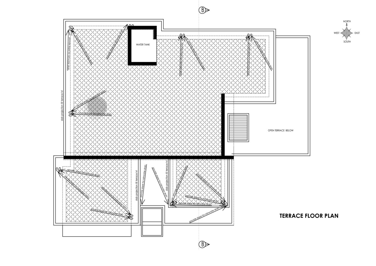 Terrace floor plan of Brick Screen House by HONEYCOMB Architects