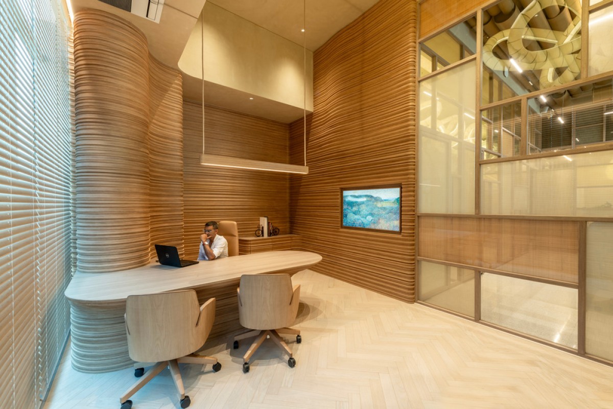 Director's cabin of Office@27 by Sanjay Puri Architects