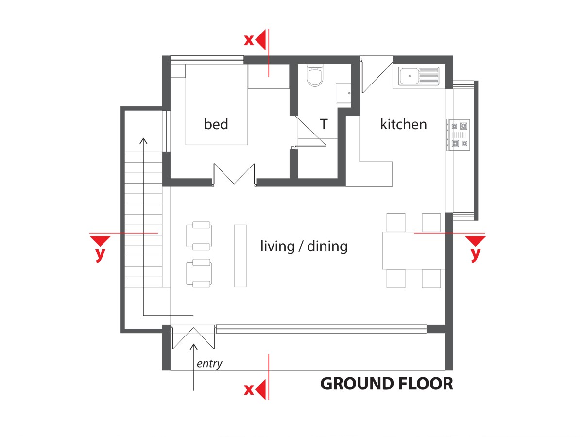 Ground floor plan of A Home Leftover by Ego Design Studio