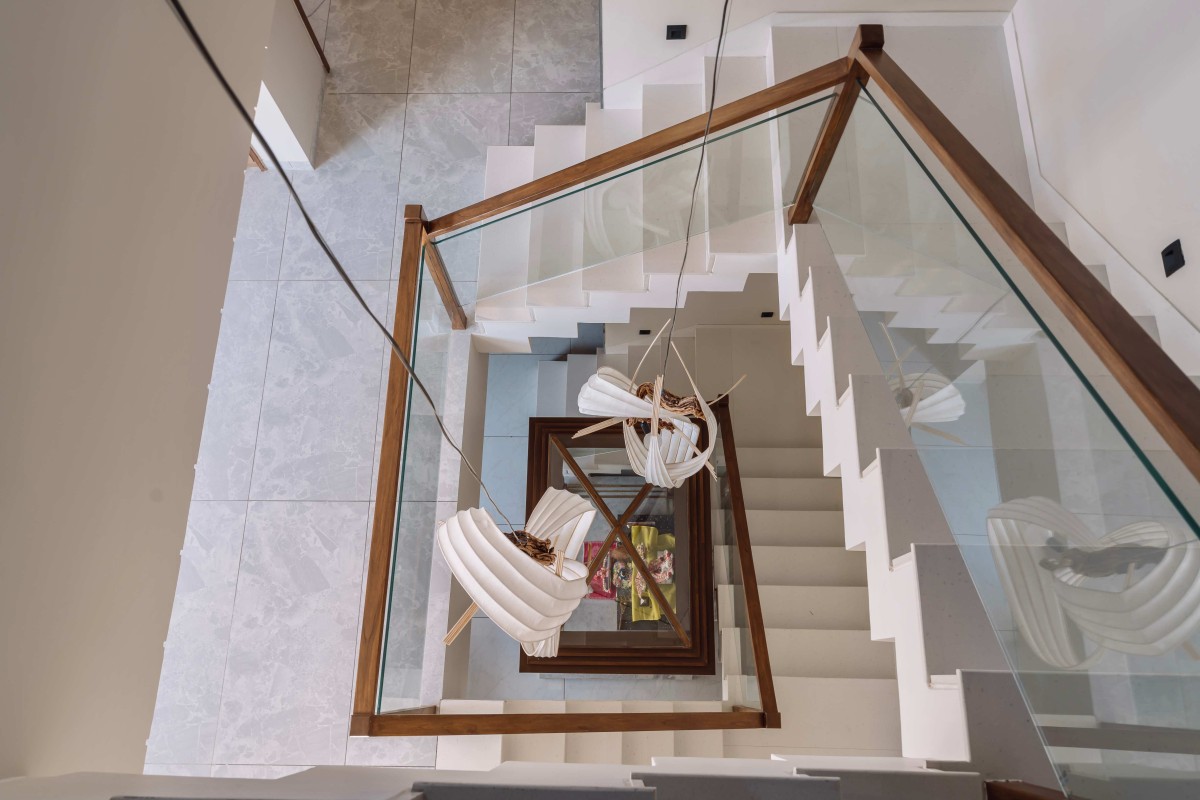 View from staircase of Chainani House by Jagrut Shah Architect and Associates