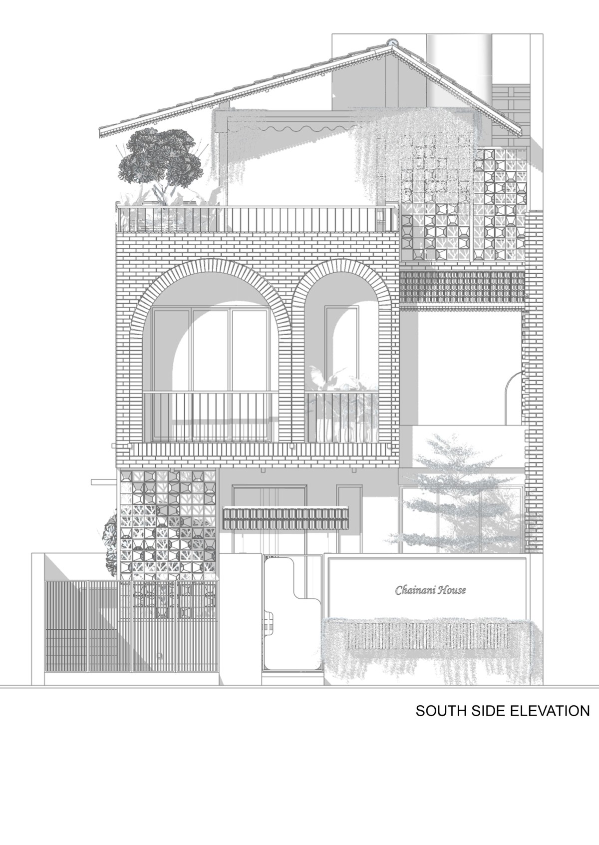 South elevation of Chainani House by Jagrut Shah Architect and Associates