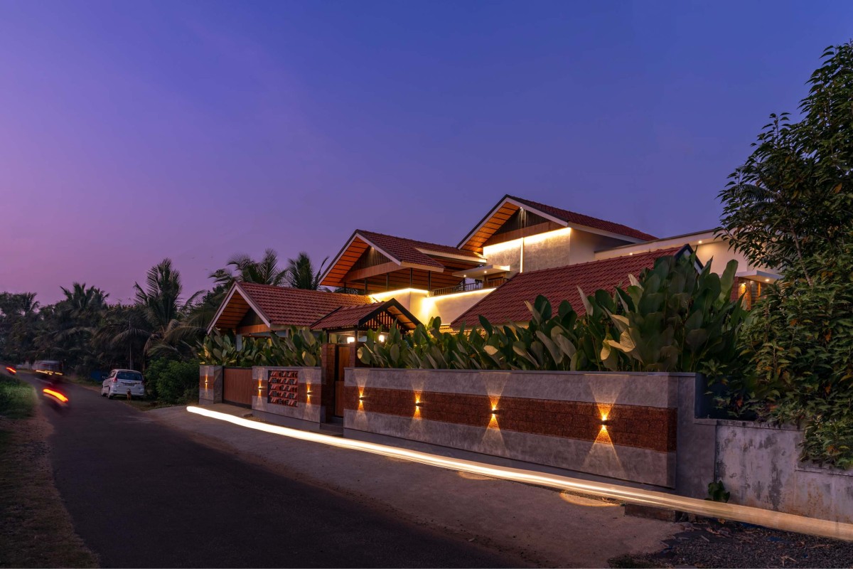 Dusk light exterior view of Saswatha by GVQ Architecture Studio